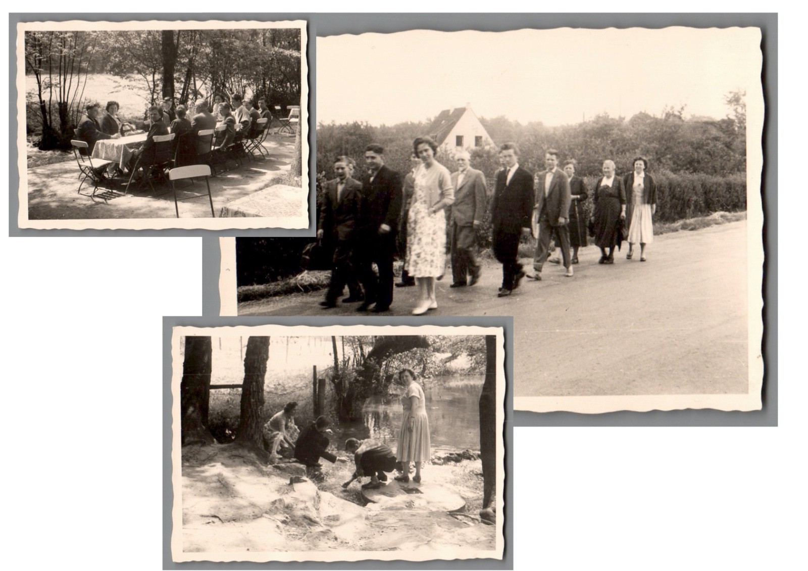 4 photos company outing 1957 Auermühle Ratingen collection vintage F1282