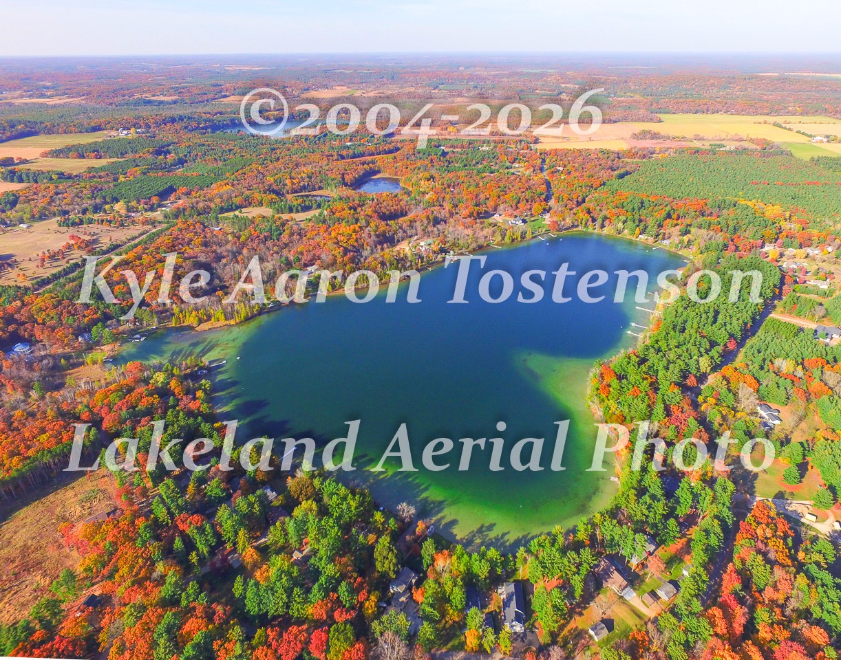 Johns Lake, Waushara Co., Mt. Morris, Wisc Overhead Aerial Photo. Frame Optional