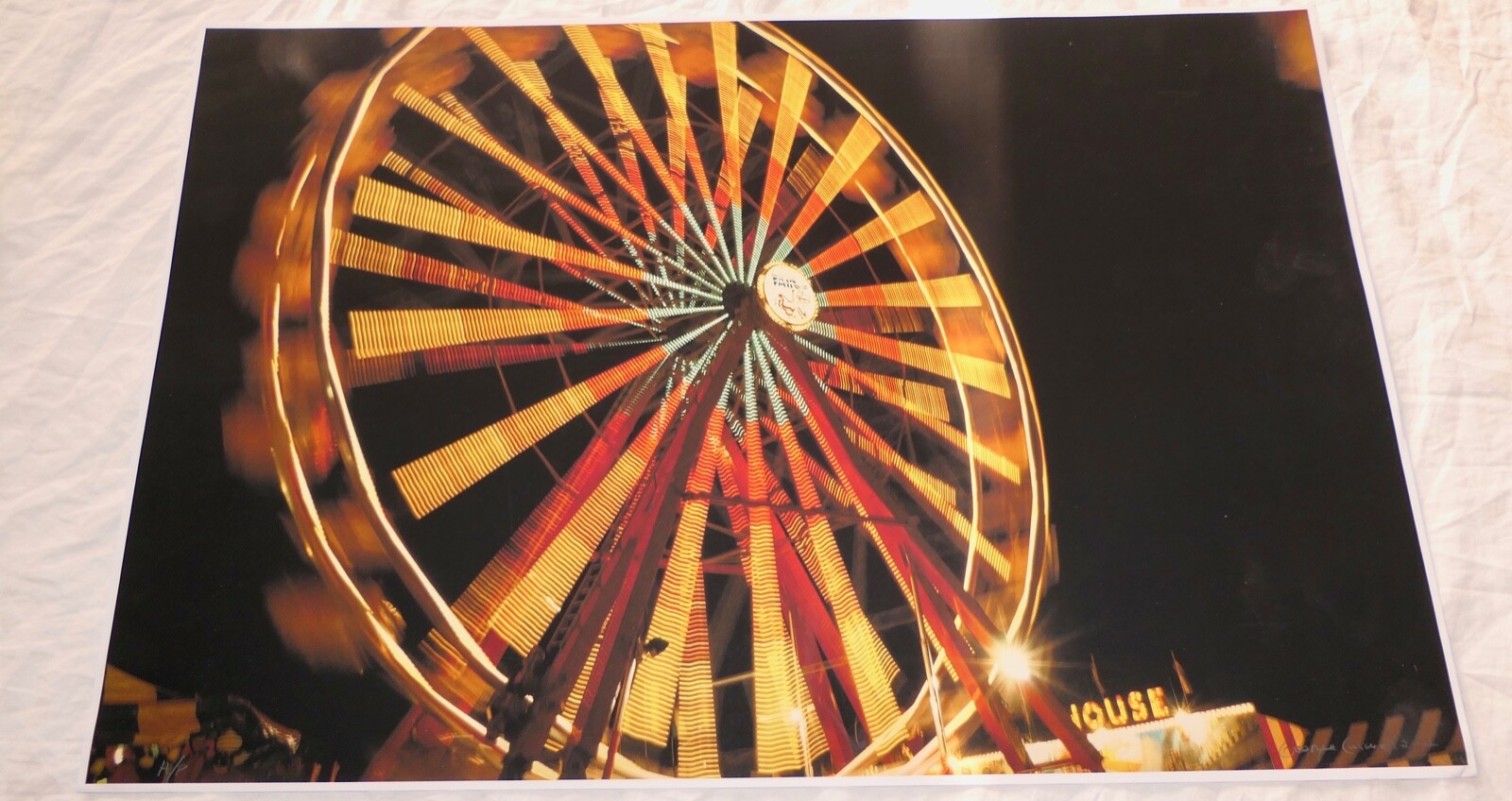 ART SIGNED GEORGE CASWEL PHOTOGRAPH COLOR FERIS WHEEL CARNIVAL MINNESOTA FAIR