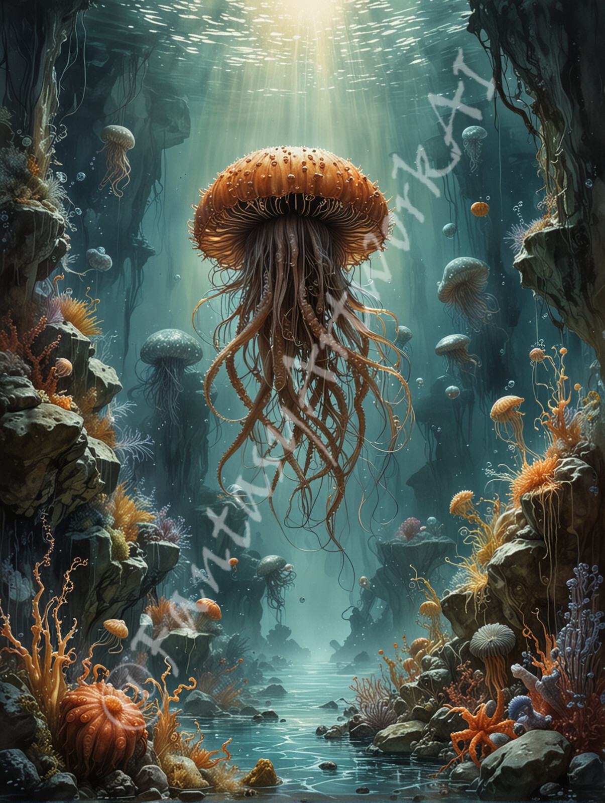 Jellyfish – Digital Image Picture PC Phone Background AI Art, 5 images- #15