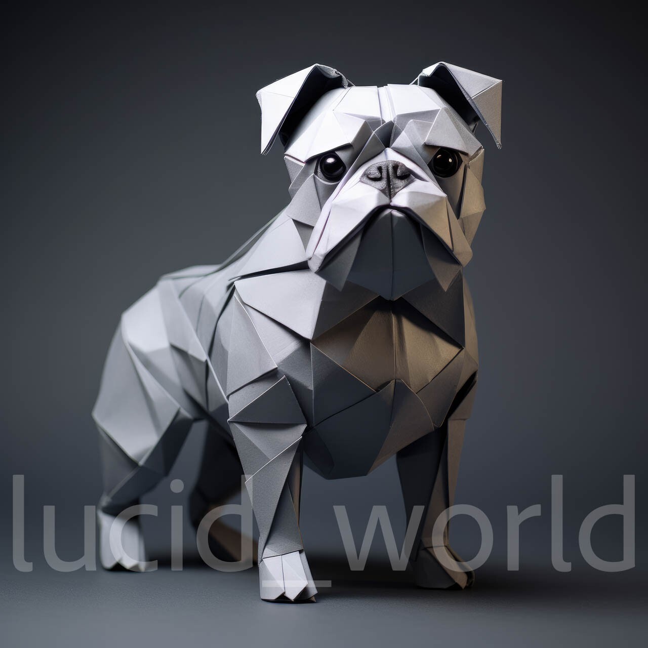 Digital Image Picture Wallpaper Background Desktop AI Art Origami Bulldog 5 PNG
