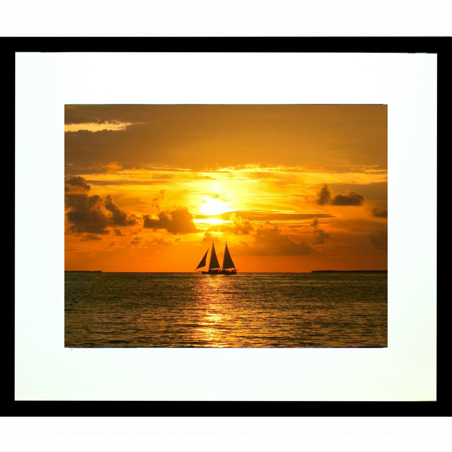 Key West Sunset Boat 11×14 Matted Art Photo Photograph Florida Keys Photography