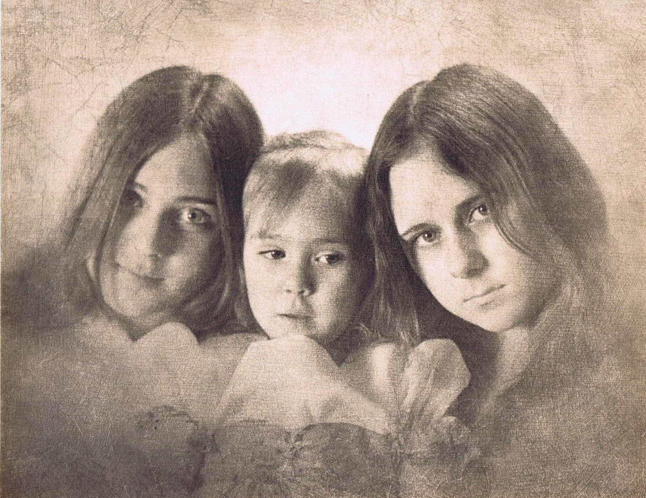 Hendrickson Original Photo B&W VERY CUTE PHOTO OF THREE SISTERS 14×11″ R293