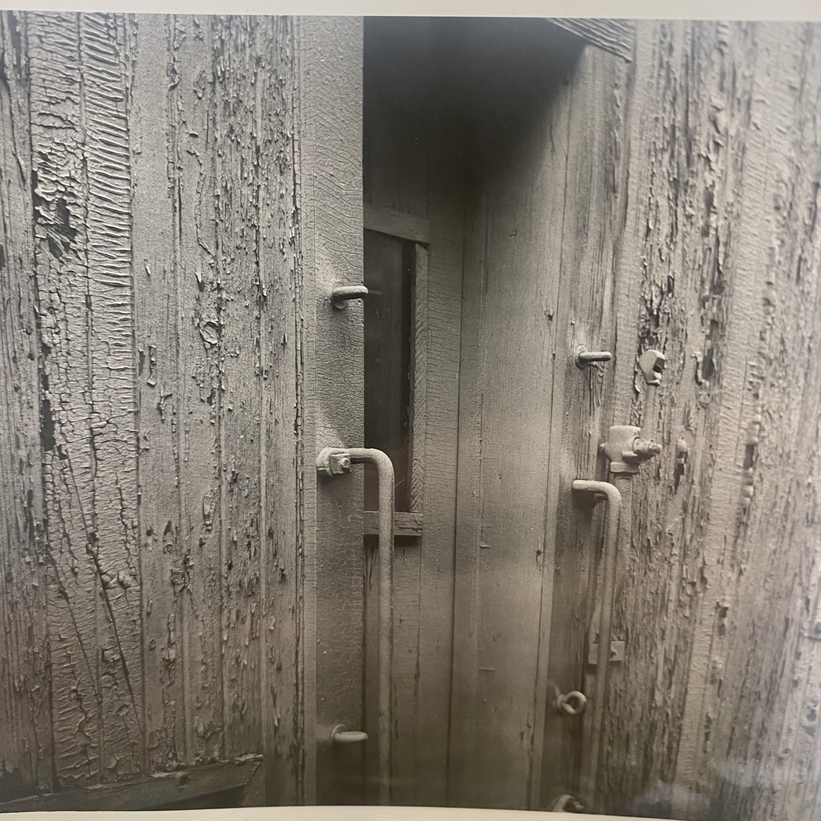 Weathered Railroad Boxcar Door Rails 4×5 Black White Glossy Photograph Original
