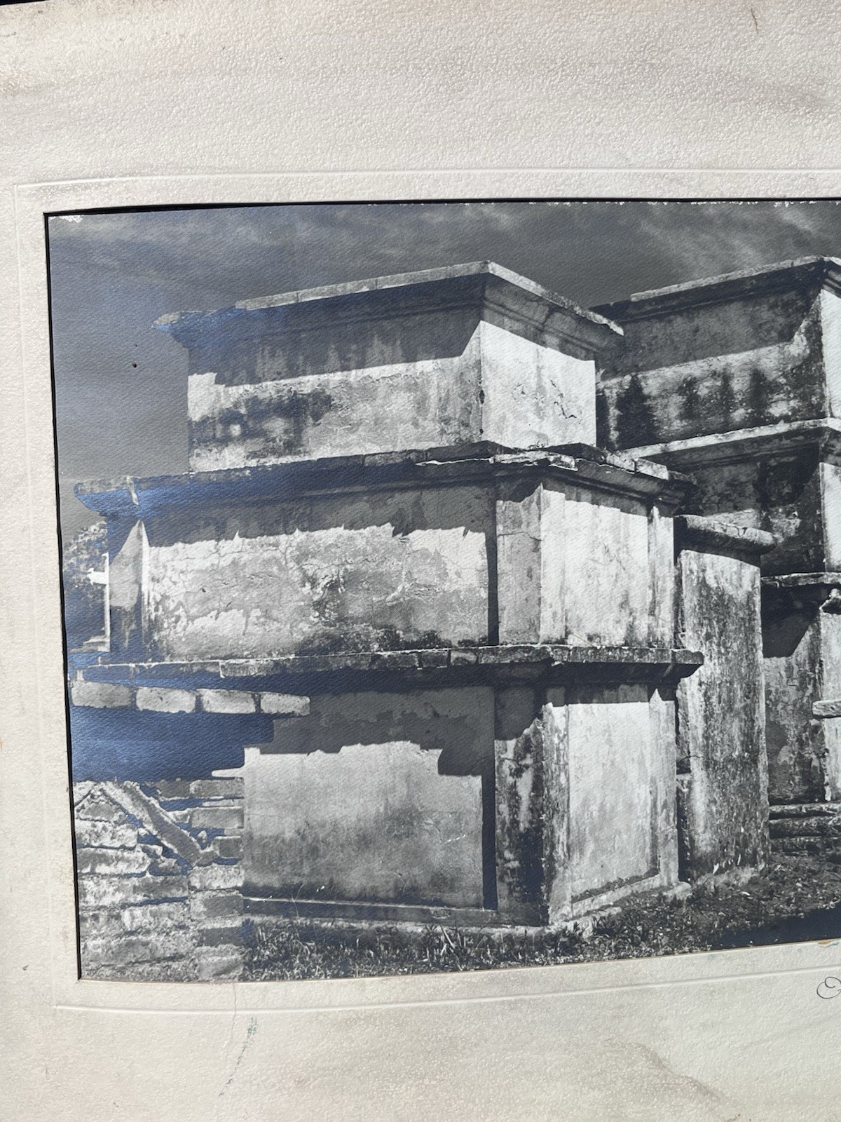 Otto John Gaul Signed Temple of the Frescoes Tulum Mexico Cyanotype Photograph