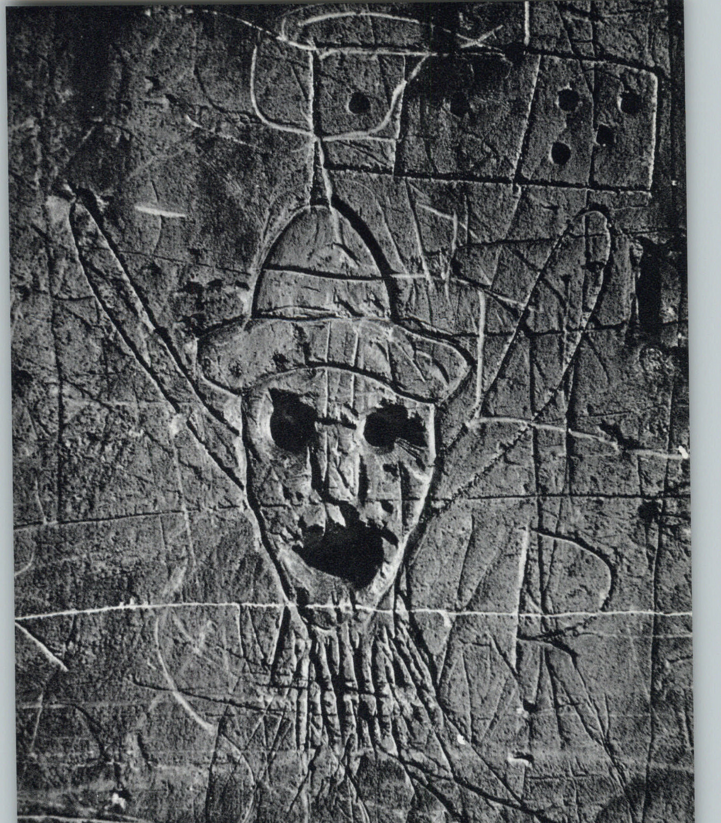 1968 Brassai Wall Carved Graffiti Man With Hat Art Photo Photogravure 11×14
