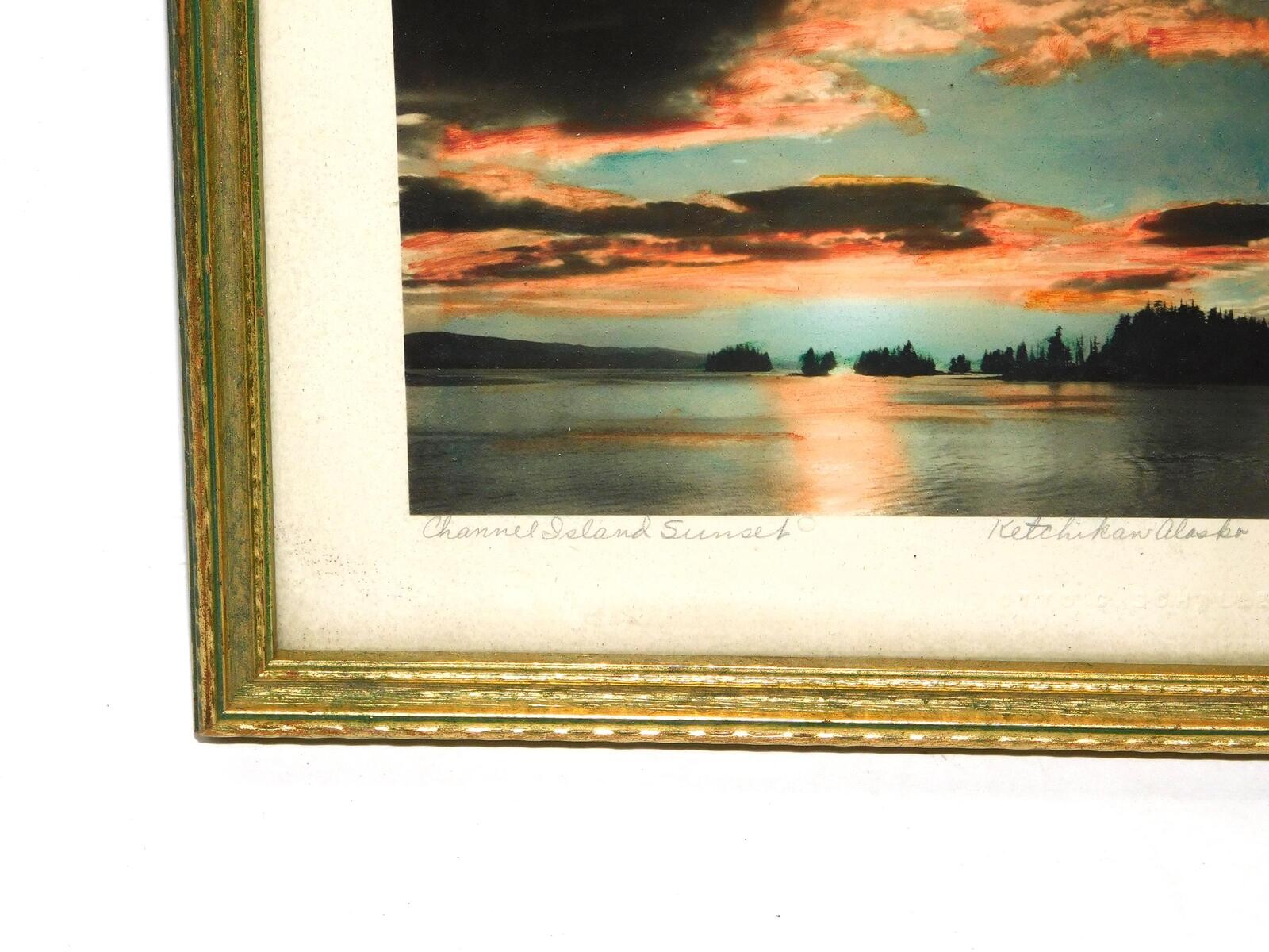 Channel Island Sunset Ketchikan Alaska Otto Schallerer Hand Tinted Photo