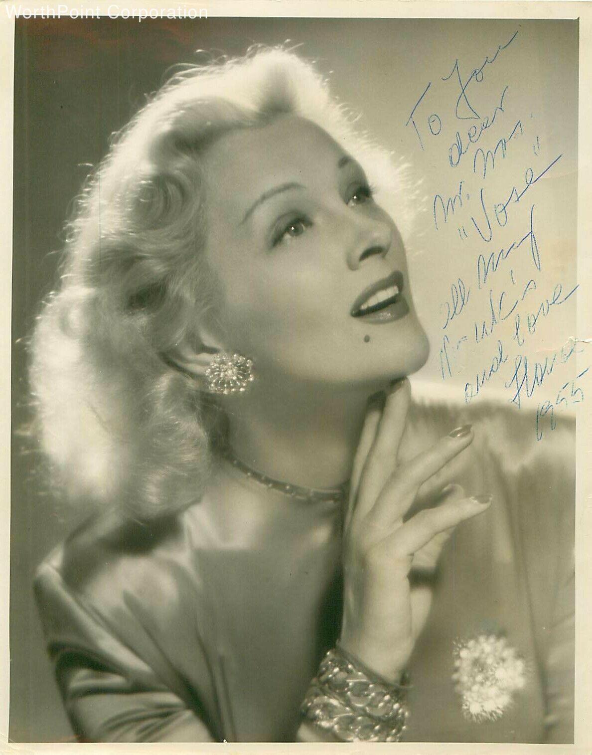 1955 Ilona Massey Actress Autographed Black & White 8×10 Photograph
