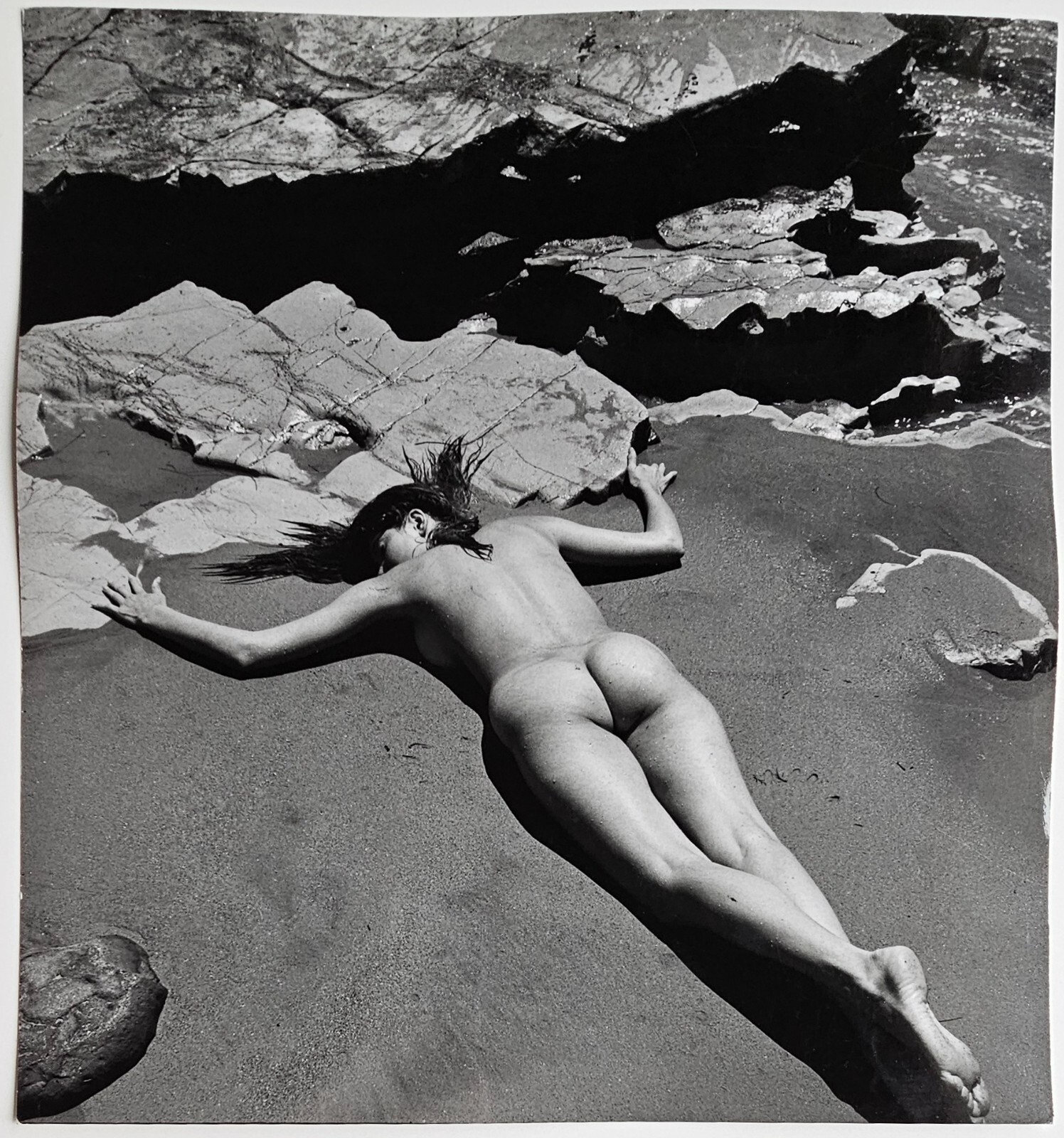 Andre De Dienes Beach Nude Model Silver Gelatin Photo 1960 Photograph COA