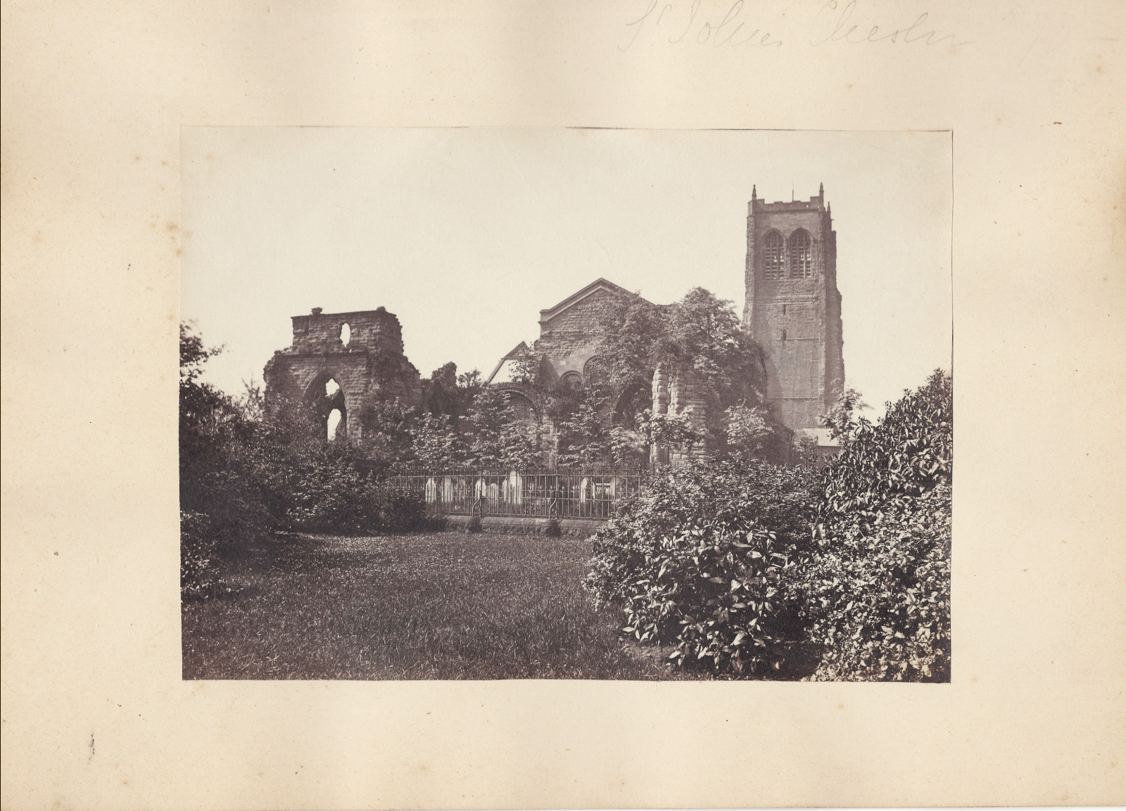 Antique Black and White Albumen Photograph Llandaff Cathedral in Cardiff Wales