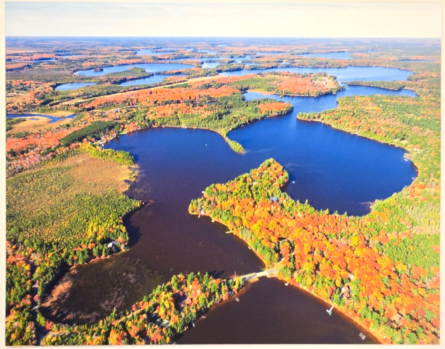 Dog & Deer Lakes, Three Lakes, Wisc. (Oneida Co.) Aerial Photo. Frame Optional.