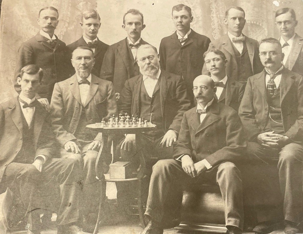 Antique 1890s Dallas TX Chess Club Photo – Clifton Church Photographer – 9.4×7.5