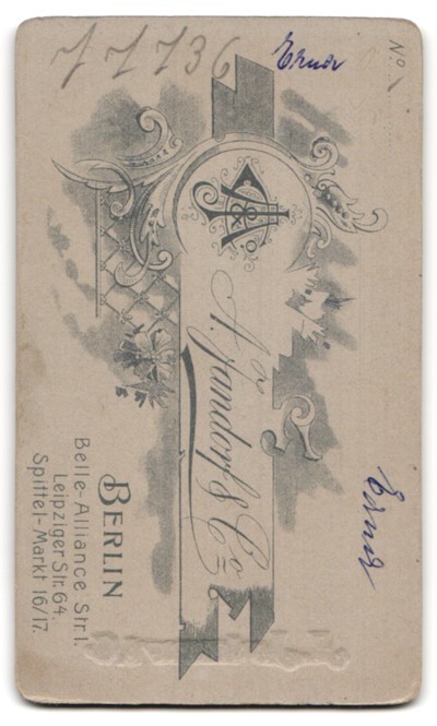 Photograph A. Jandorf & Co., Berlin, Belle-Alliance Strasse 1, portrait sweet K