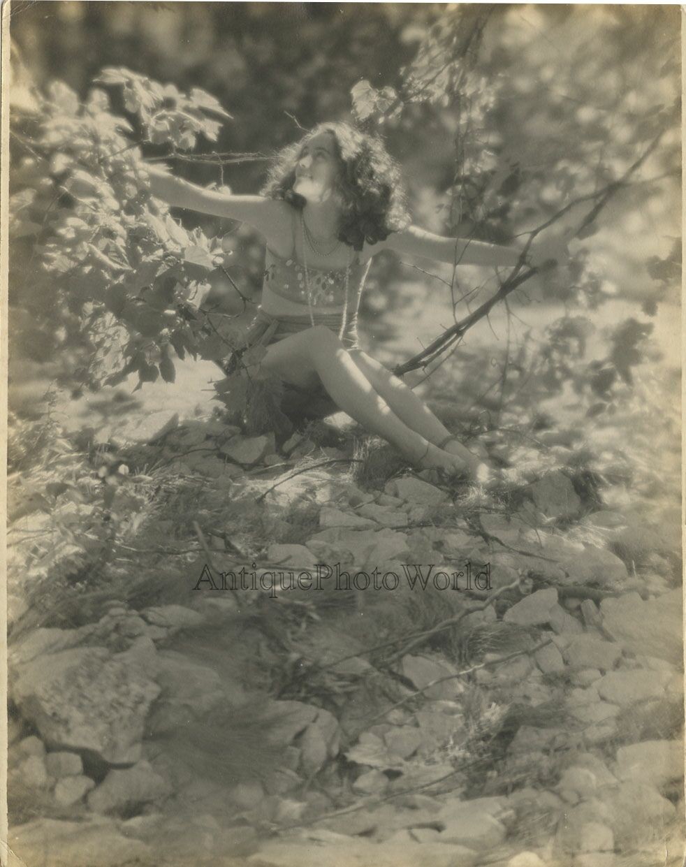Young woman sun bathing antique art photo by Hillary G. Bailey