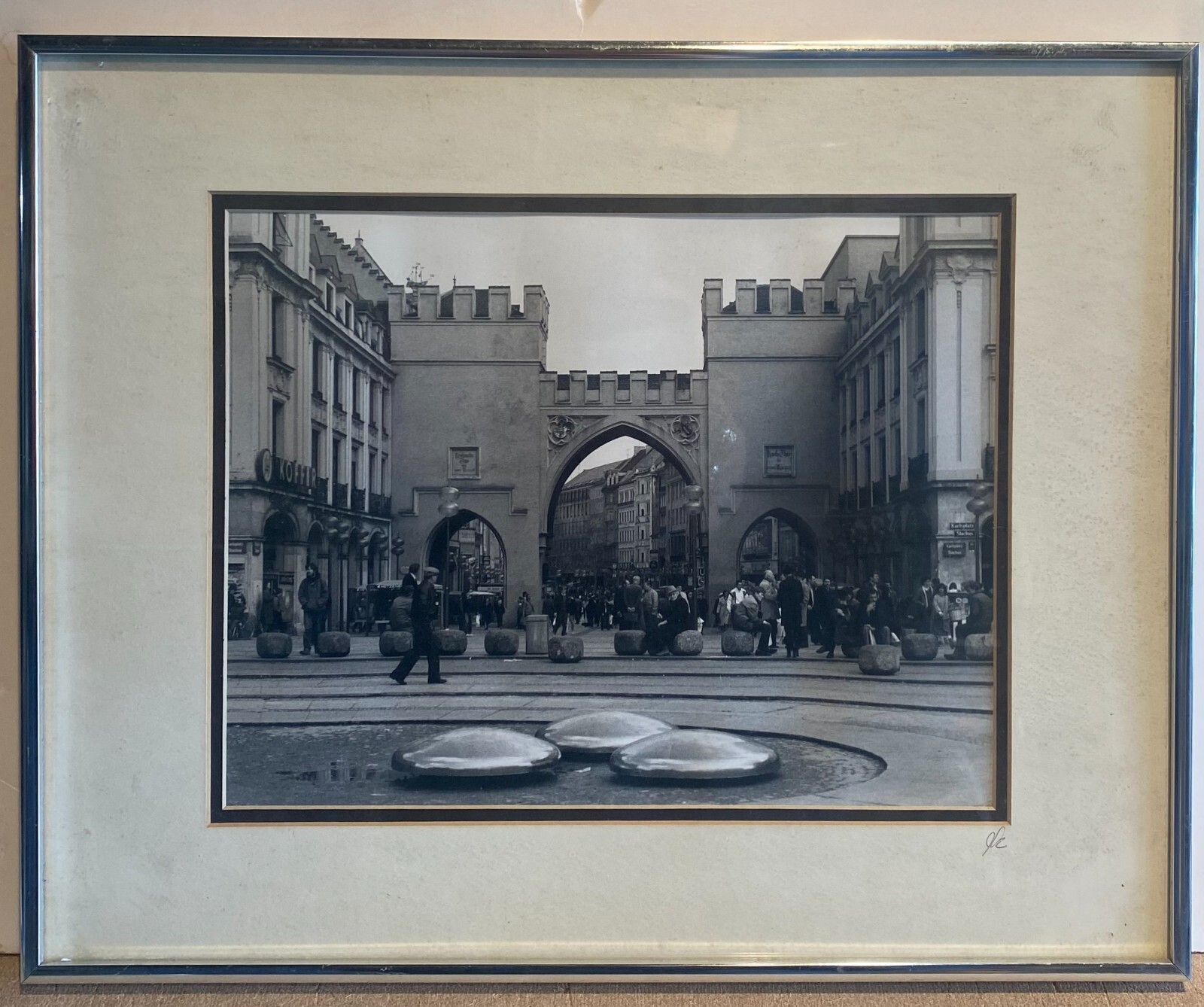 Original Photograph Signed On Matte ?“JK”? Titled “Munichs Karl’s Gate” & D 1984