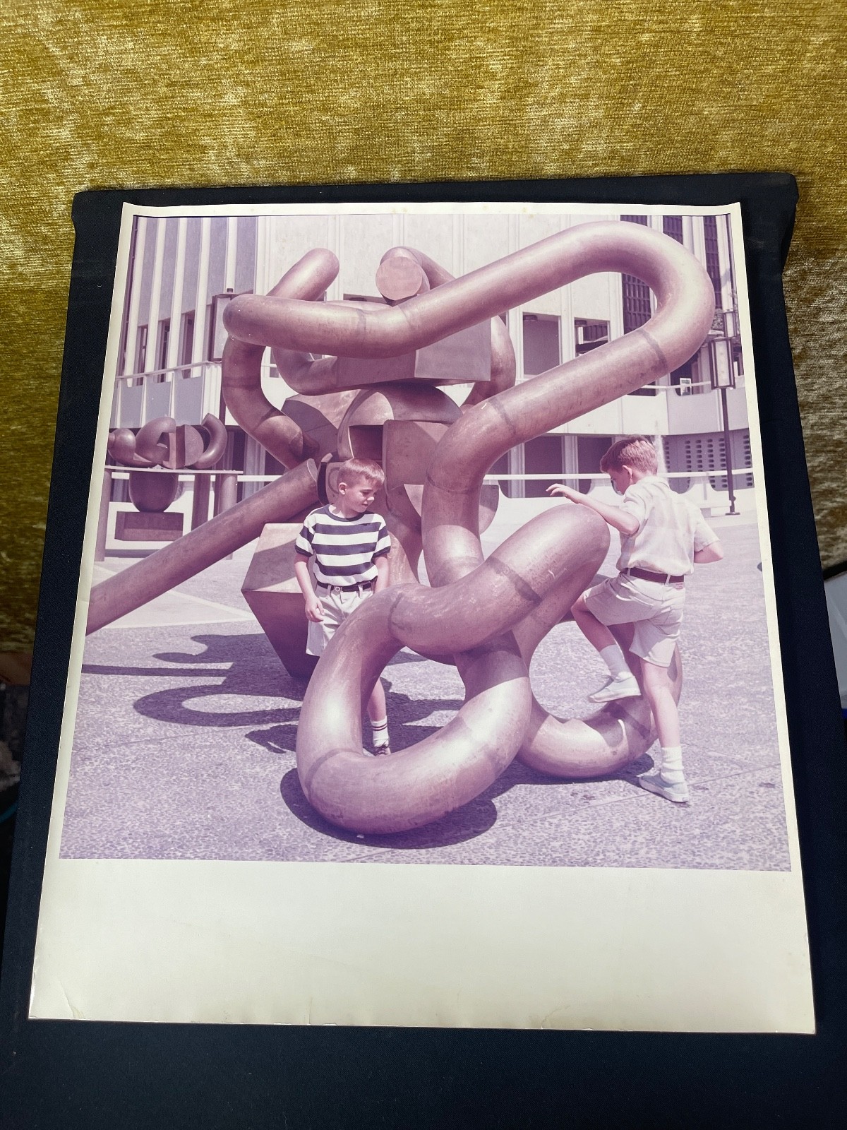 Peter Gales Photography Kids Playing in/on Sculpture B&W 17×14