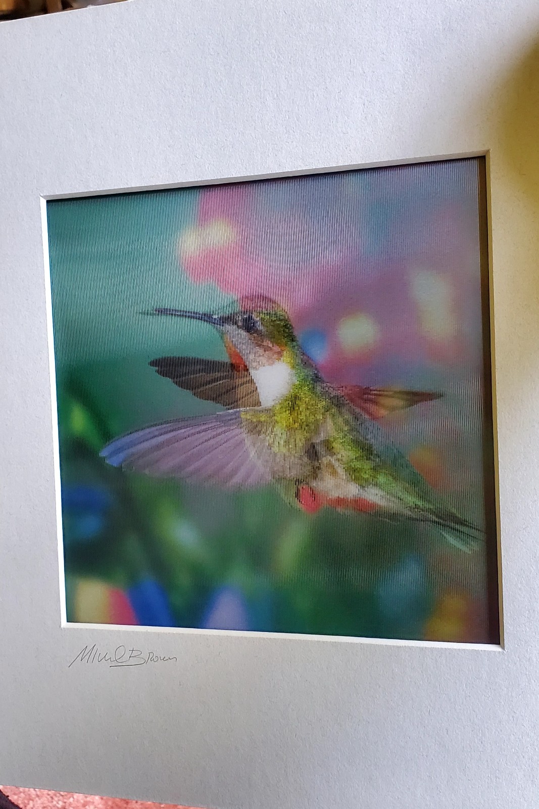 “HUMMINGBIRD in Flight” in by Michael Brown Lenticular 3-D Picture Signed
