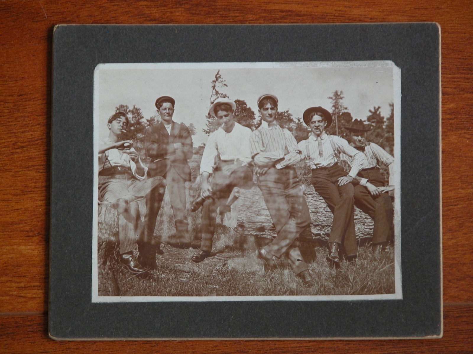 Vtg1900s Cigar Smoking Gentlemen B&W Photograph Short Tie