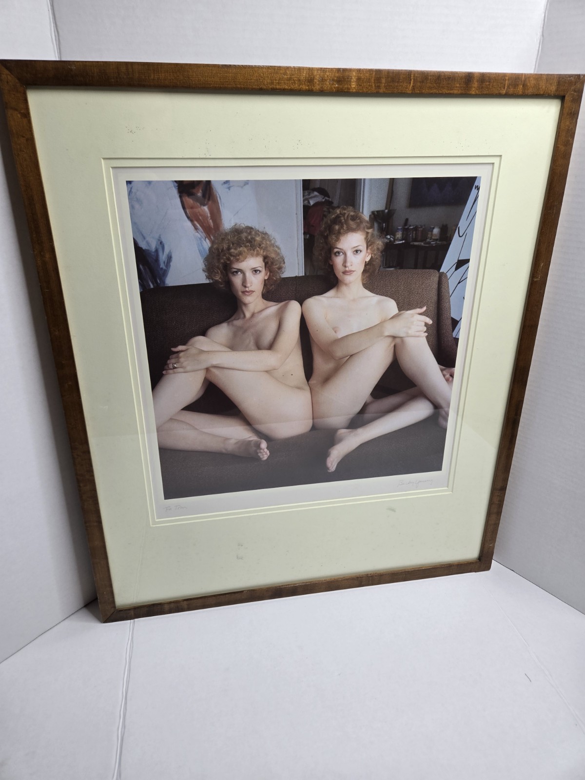 Nude “Twins” Photo Art Frames Wall Hanging By Becky Young 1979 BIG Redhead Women