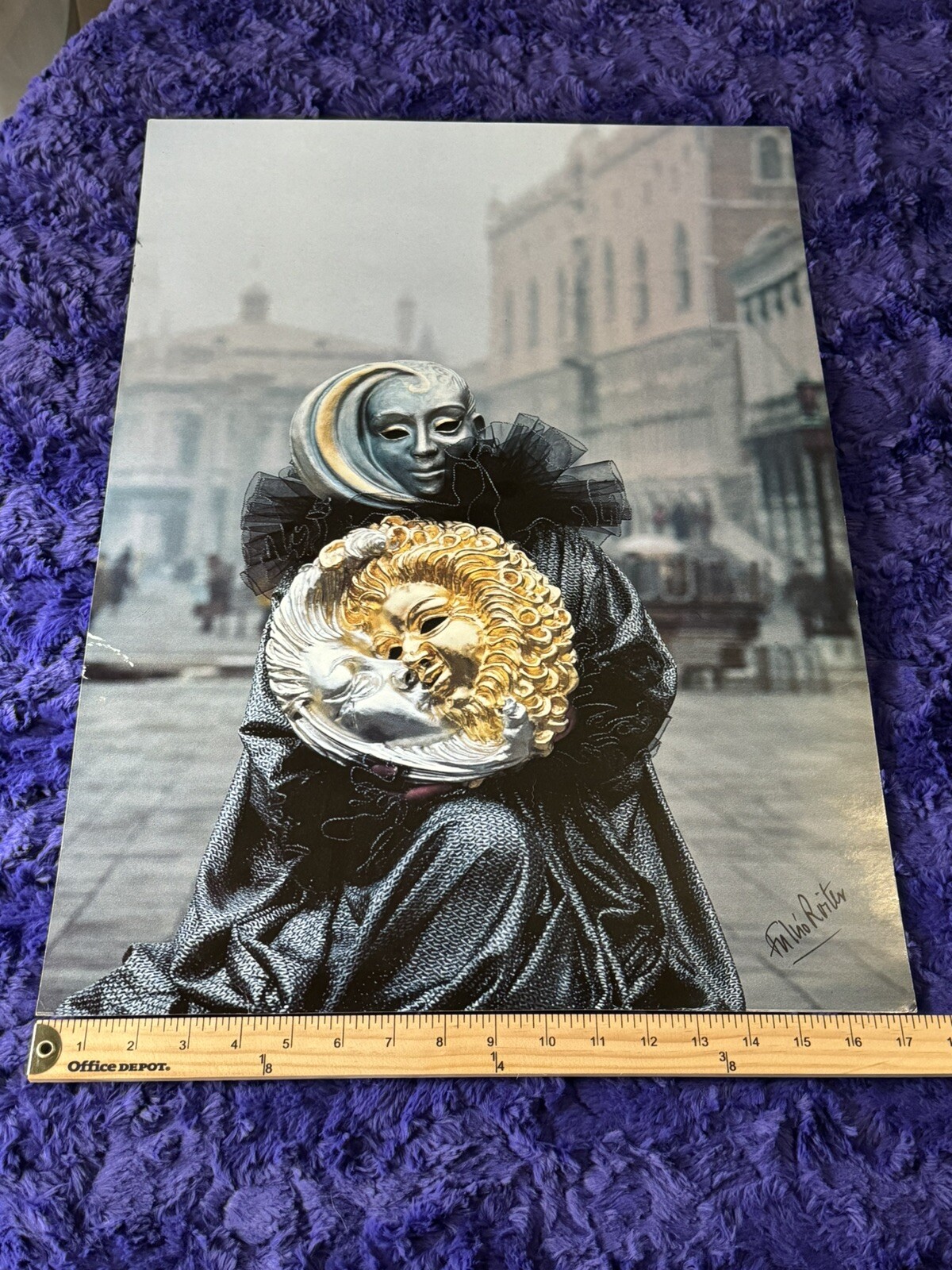Italian Fulvio Roiter Photograph Print VENEZIA – Maschere di Carnevale 24”x17.5”