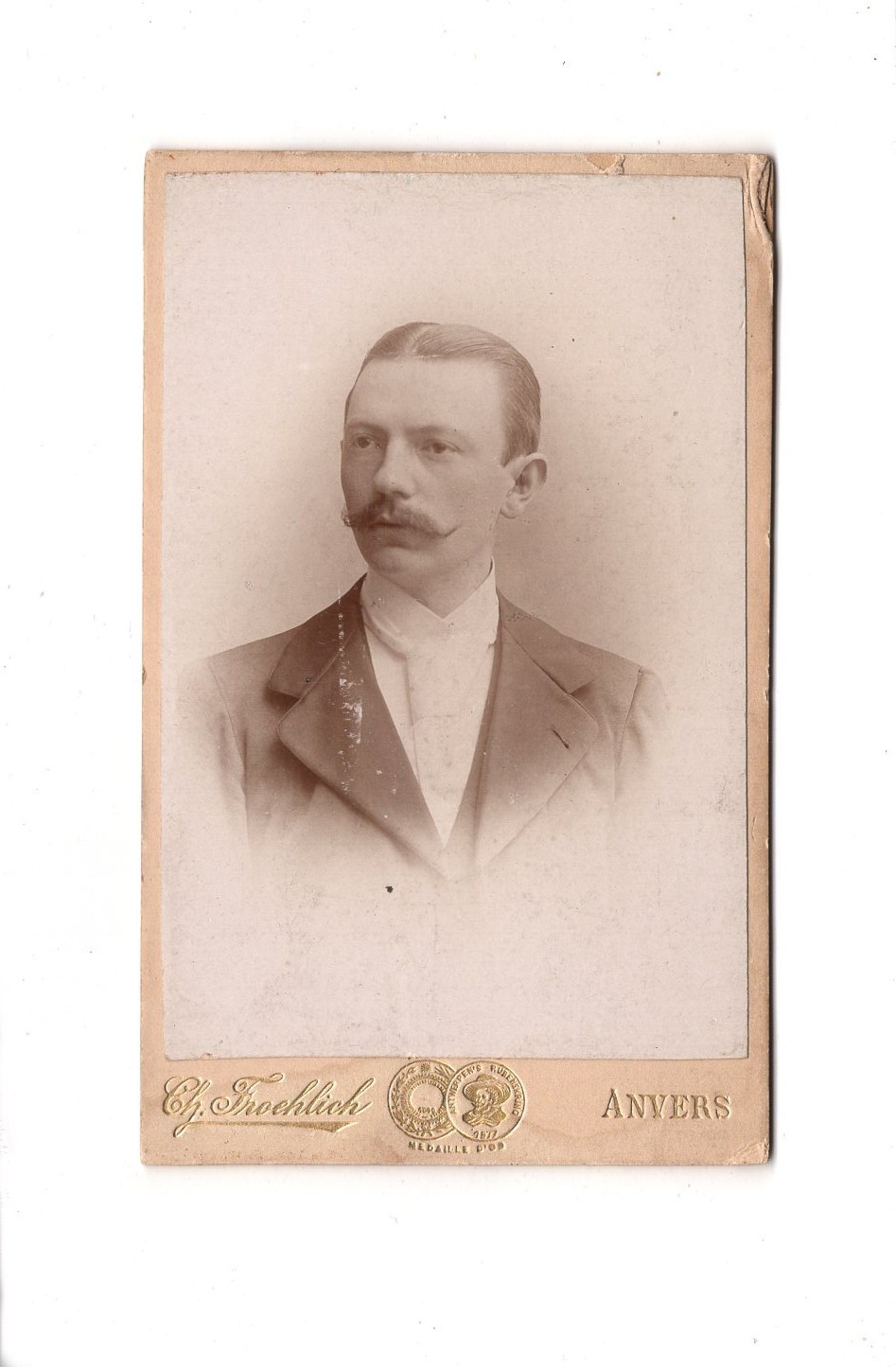 CDV photo portrait of a man with dedication-Anvers Antwerp 1895