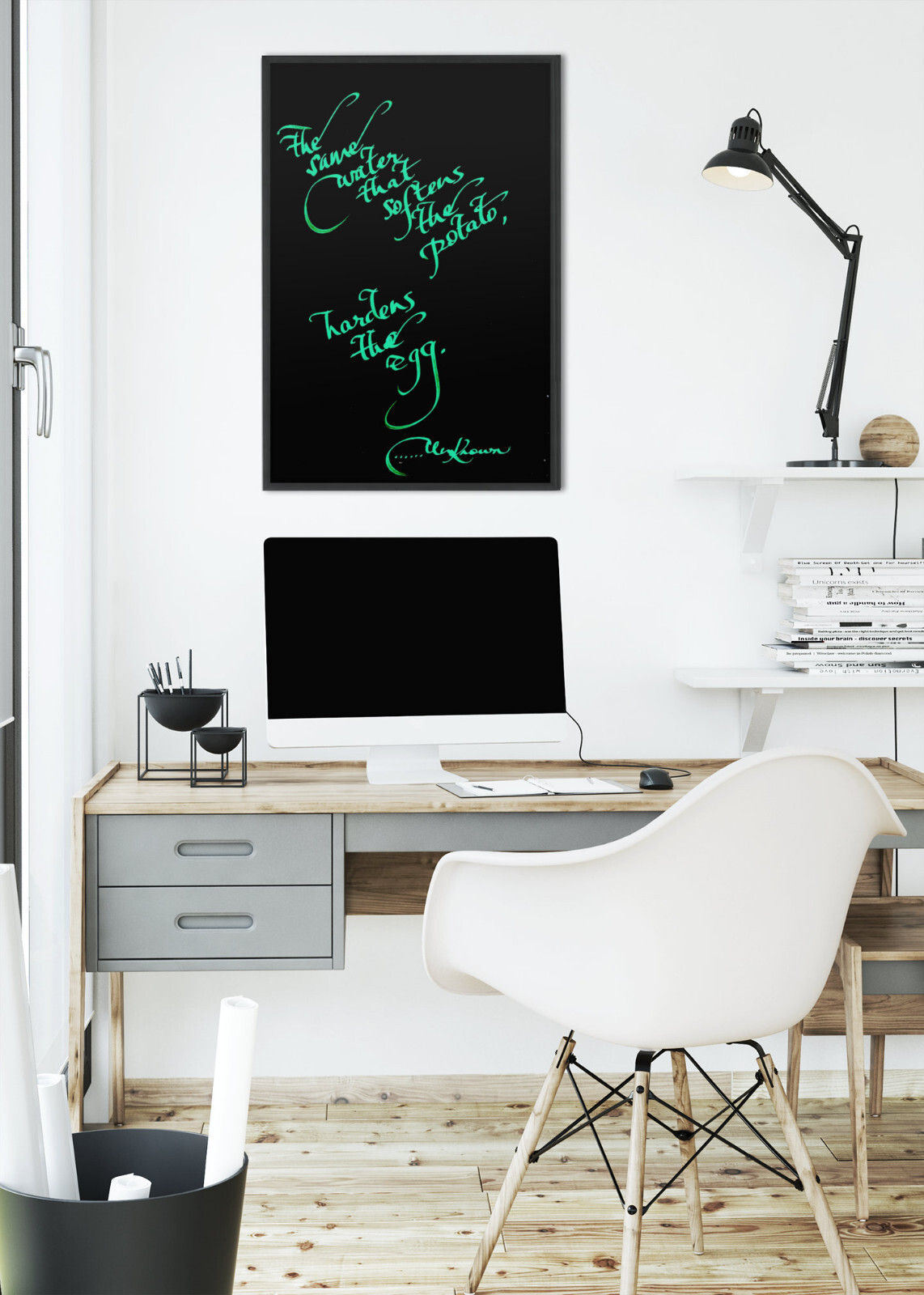 “THE SAME WATER THAT SOFT ….”, 4×6″ matted calligraphy print, FREE SHIPPING!!