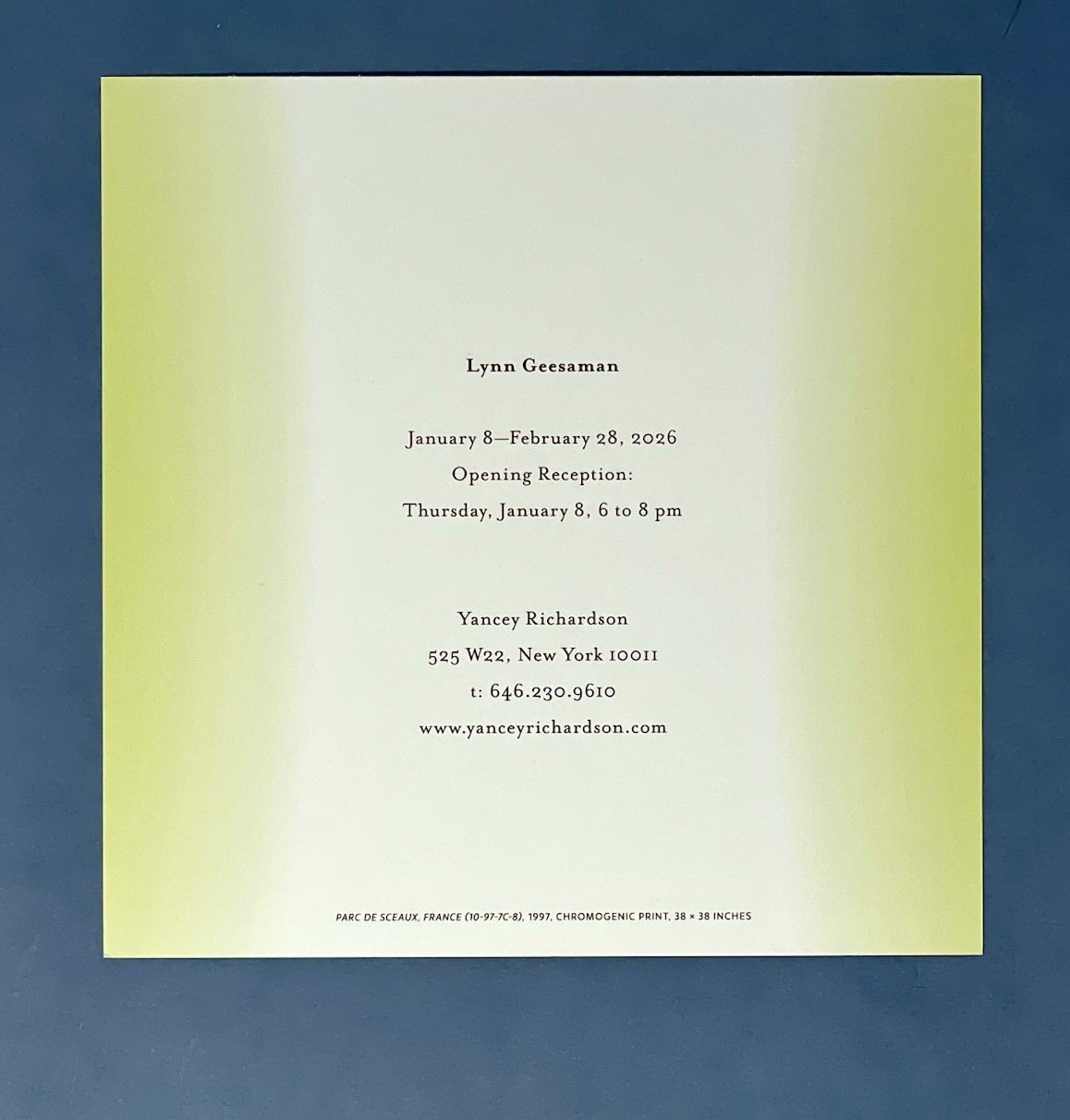 Lynn Geesaman (1938-2020) Art Show Announcement Card 2026 Yancey Richardson NYC
