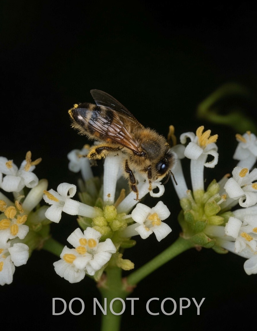 Premium Macro Honey Bee on White Flowers Photo Print 8.5×11 -Pollinator Wall Art