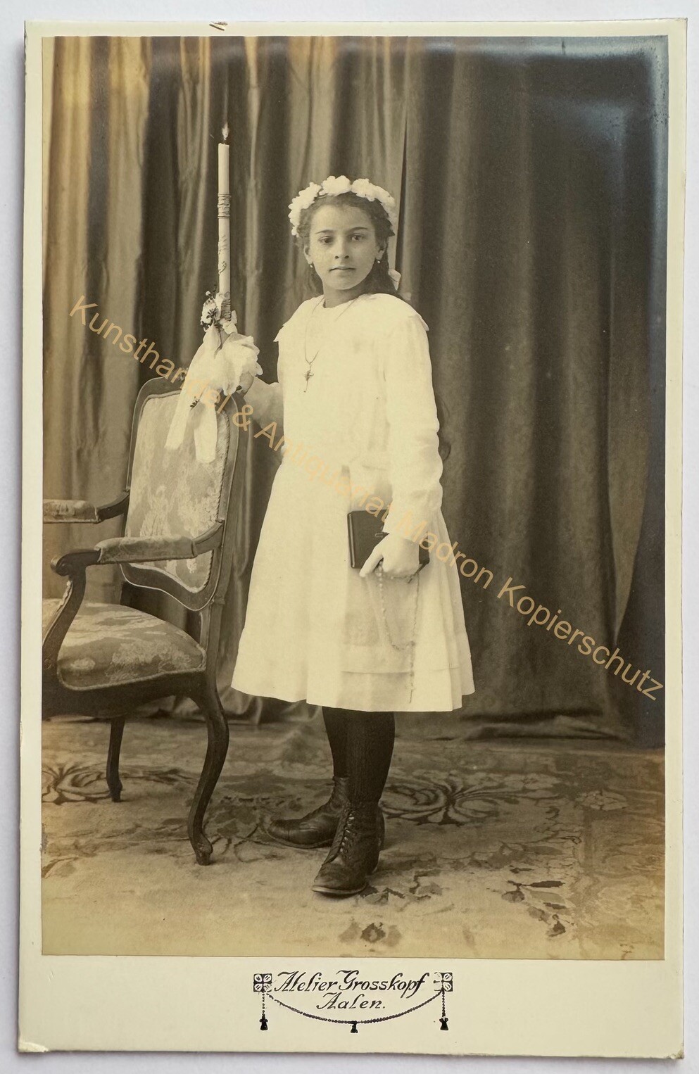 orig. KAB Cabinet Photo Photograph Picture Old Fashion Circa 1890 Eels Girl Communion