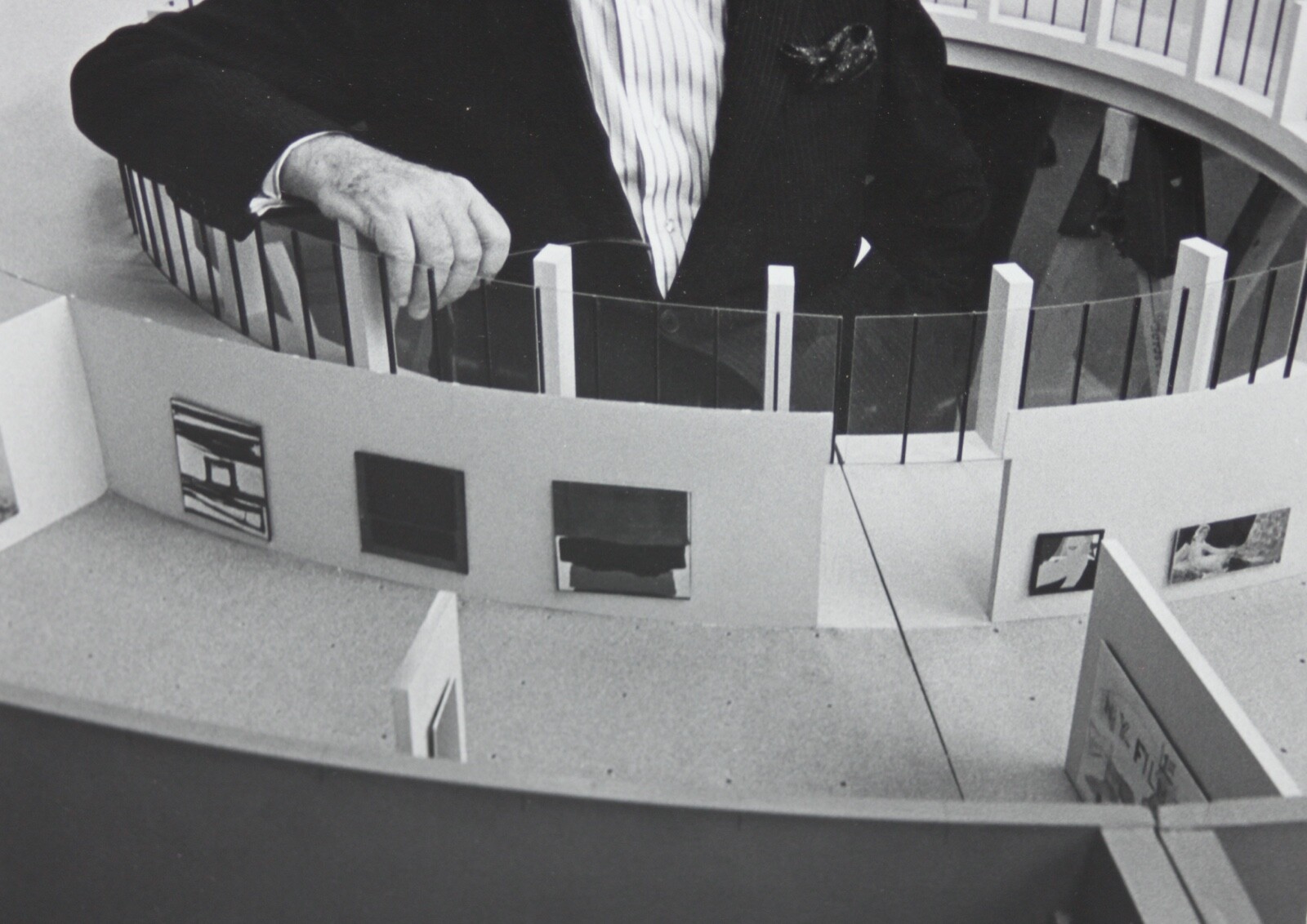 ARNOLD NEWMAN-2 Gelatin Silvers of Joseph Hirshhorn w/ museum model of Hirshhorn