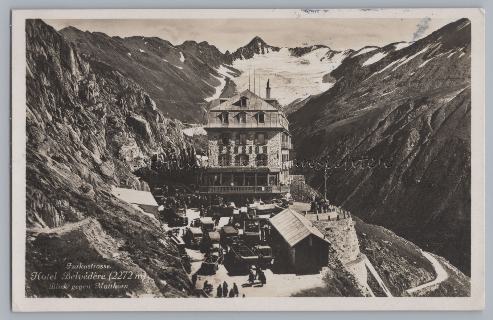 Furkastraße Hotel Belvedere Switzerland 1930 – Cars Buses – Old Photo Postcard