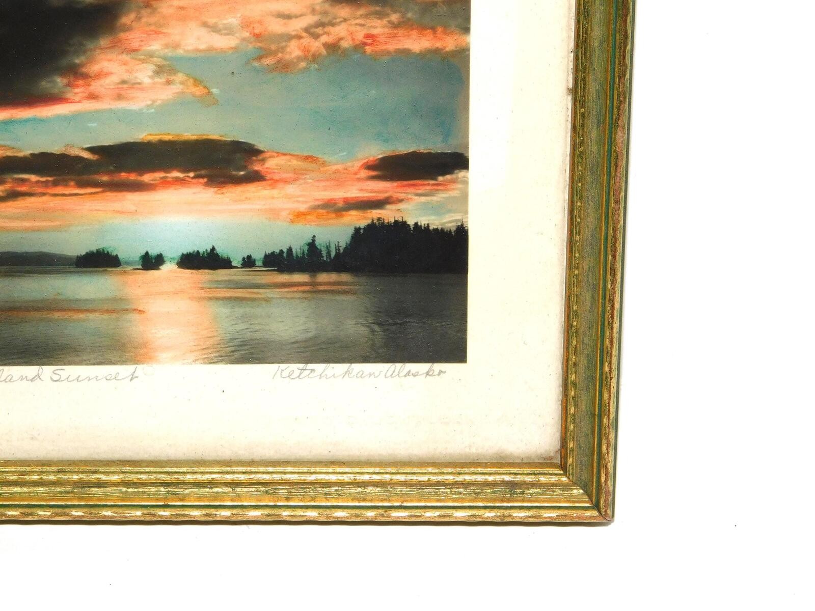 Channel Island Sunset Ketchikan Alaska Otto Schallerer Hand Tinted Photo