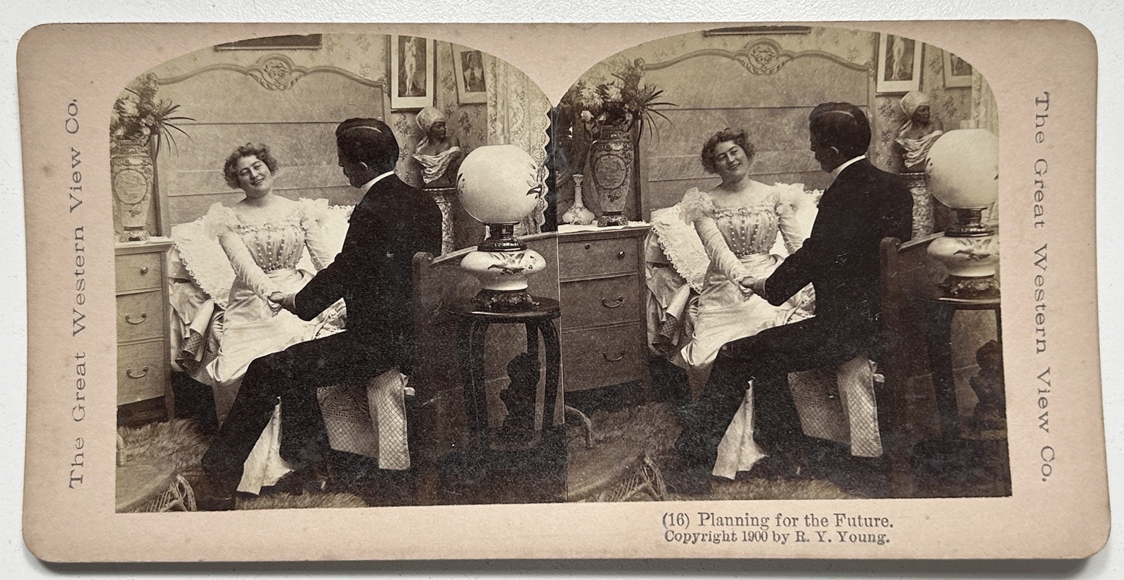 Vintage Lovers Scene Genre 1900 Stereo Photo Albumine Original Print