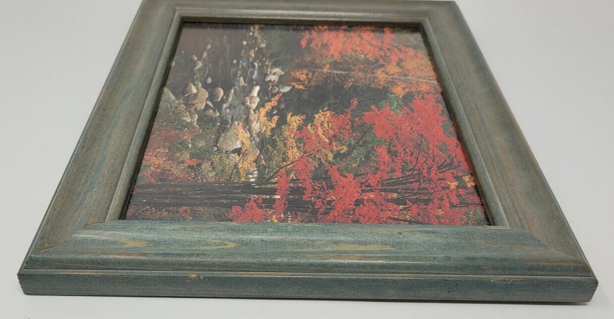 Framed Fall Color Trees, Rocks, and River Photograph Print 10.5″x12.5″