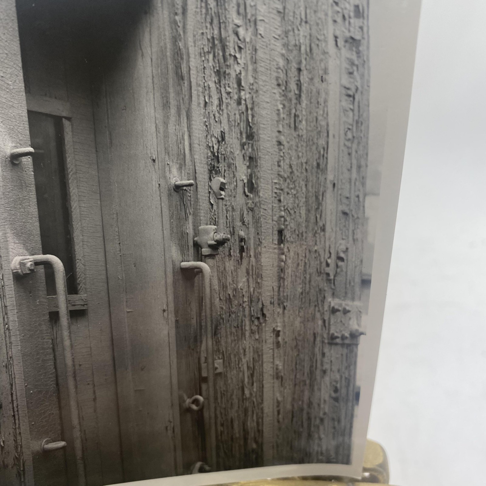 Weathered Railroad Boxcar Door Rails 4×5 Black White Glossy Photograph Original