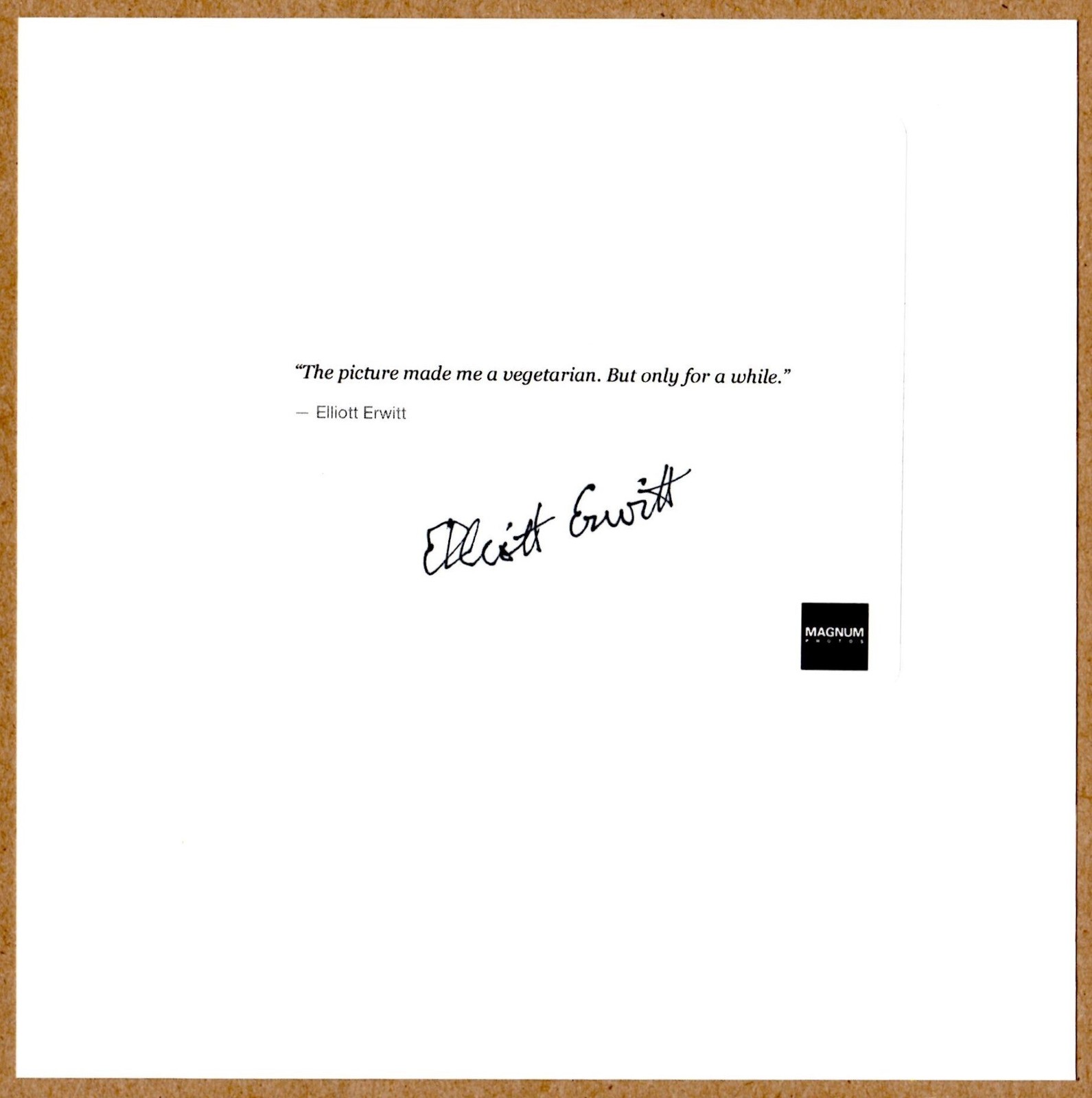 SIGNED ELLIOTT ERWITT FISH SMOKING CIGAR VENICE ITALY LTD 6 x 6 MAGNUM ARCHIVAL