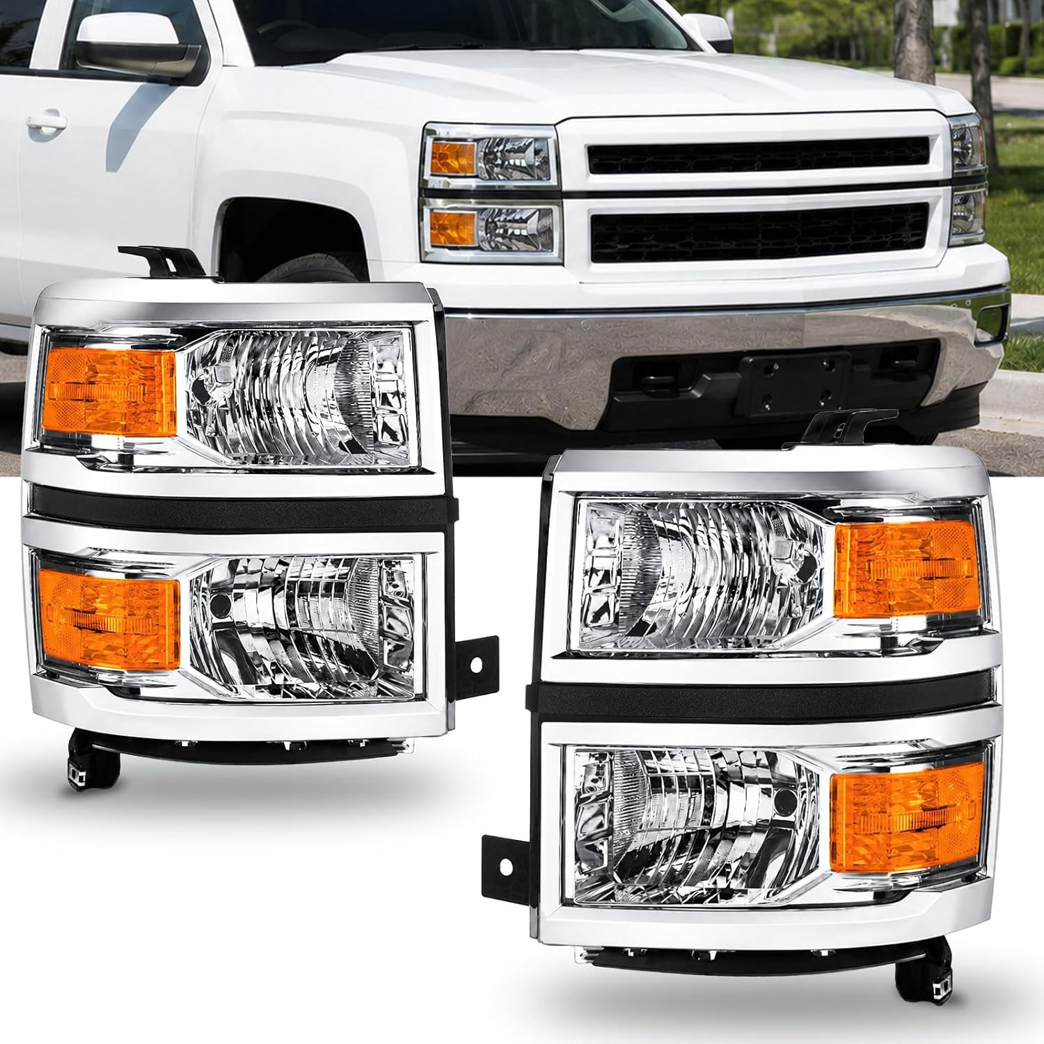 Headlights for 2014-2015 Chevy Silverado 1500 Front Lights Passenger Driver Side