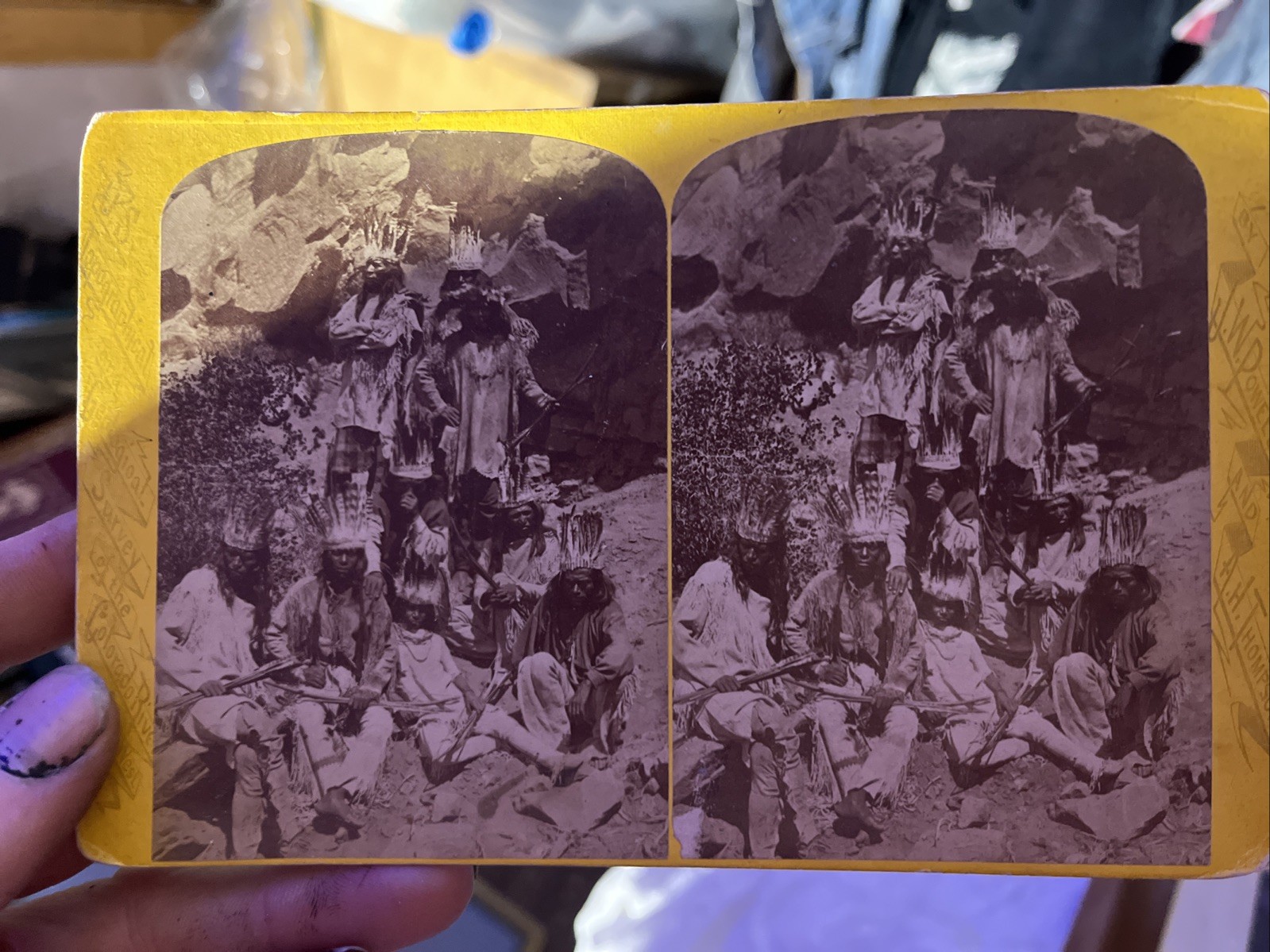 1873 Stereoview Native American Southern Paiute Group Photo Jack Hillers