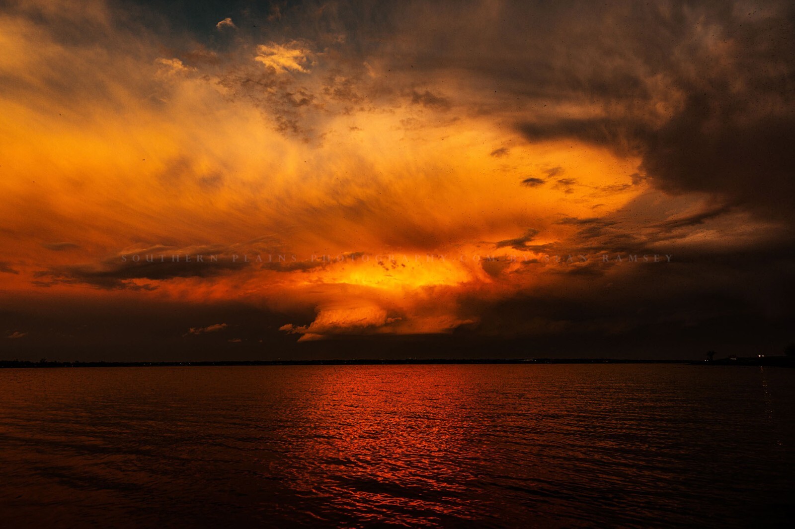 Storm Photography Print: Oklahoma Sunset Thunderstorm Lake Overholser Photo