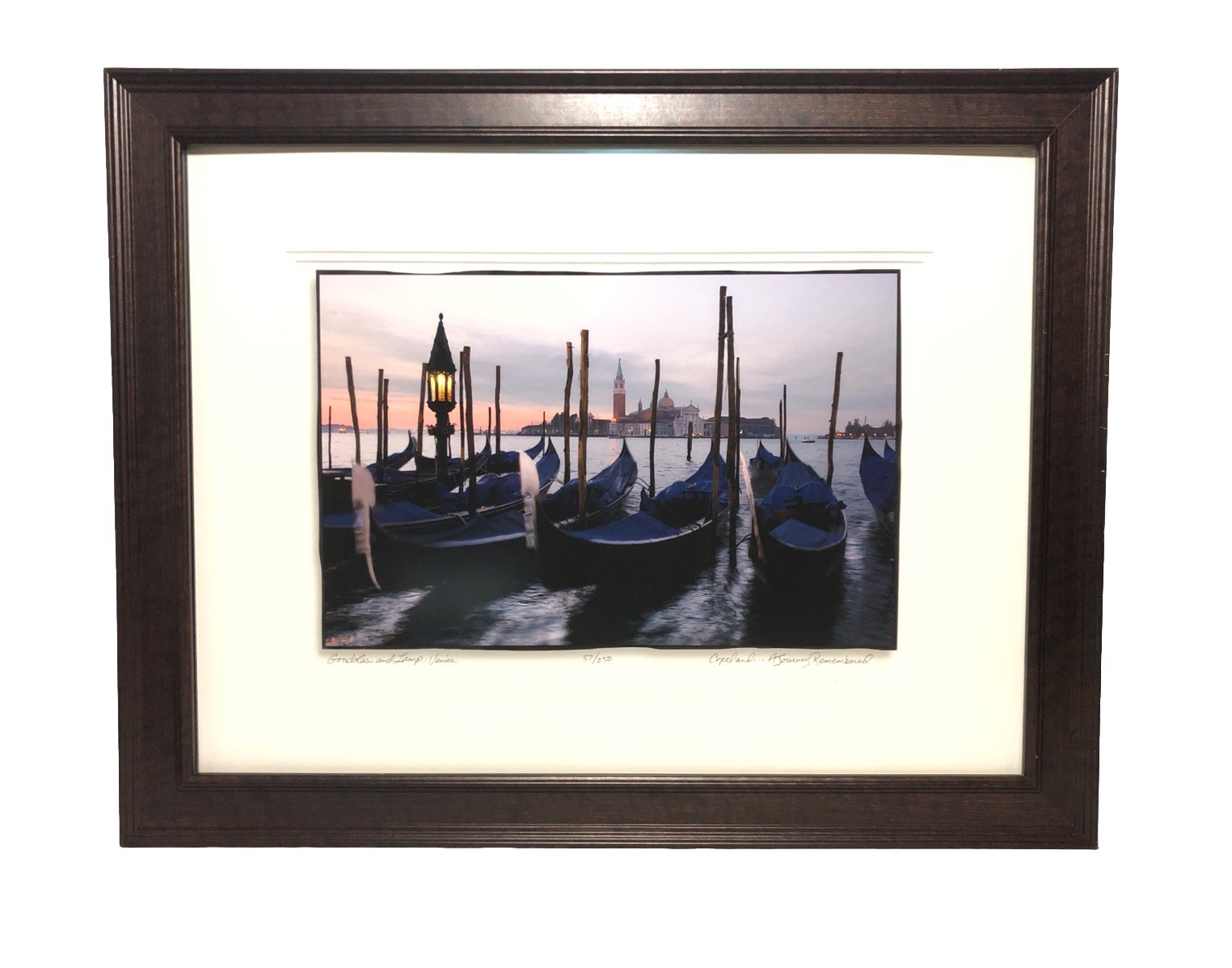 Venice Gondolas Photograph Print-Framed, Matted, Pencil Signed L.E. 27.5”x21.5”
