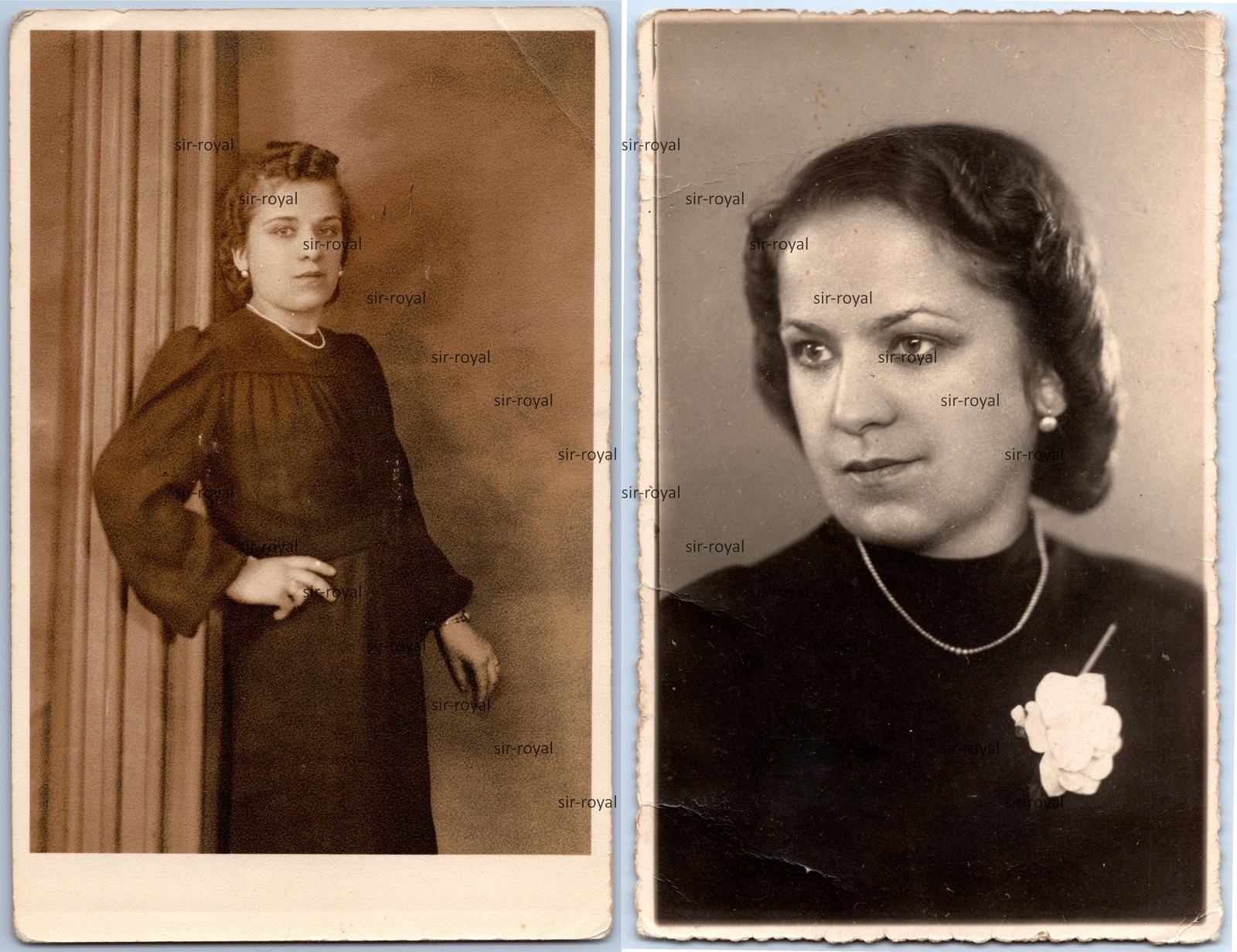 2x Sosnowitz Silesia 1944-Woman-Poland Sosnowiec-RPPC-Photo Postcard 9x14cm