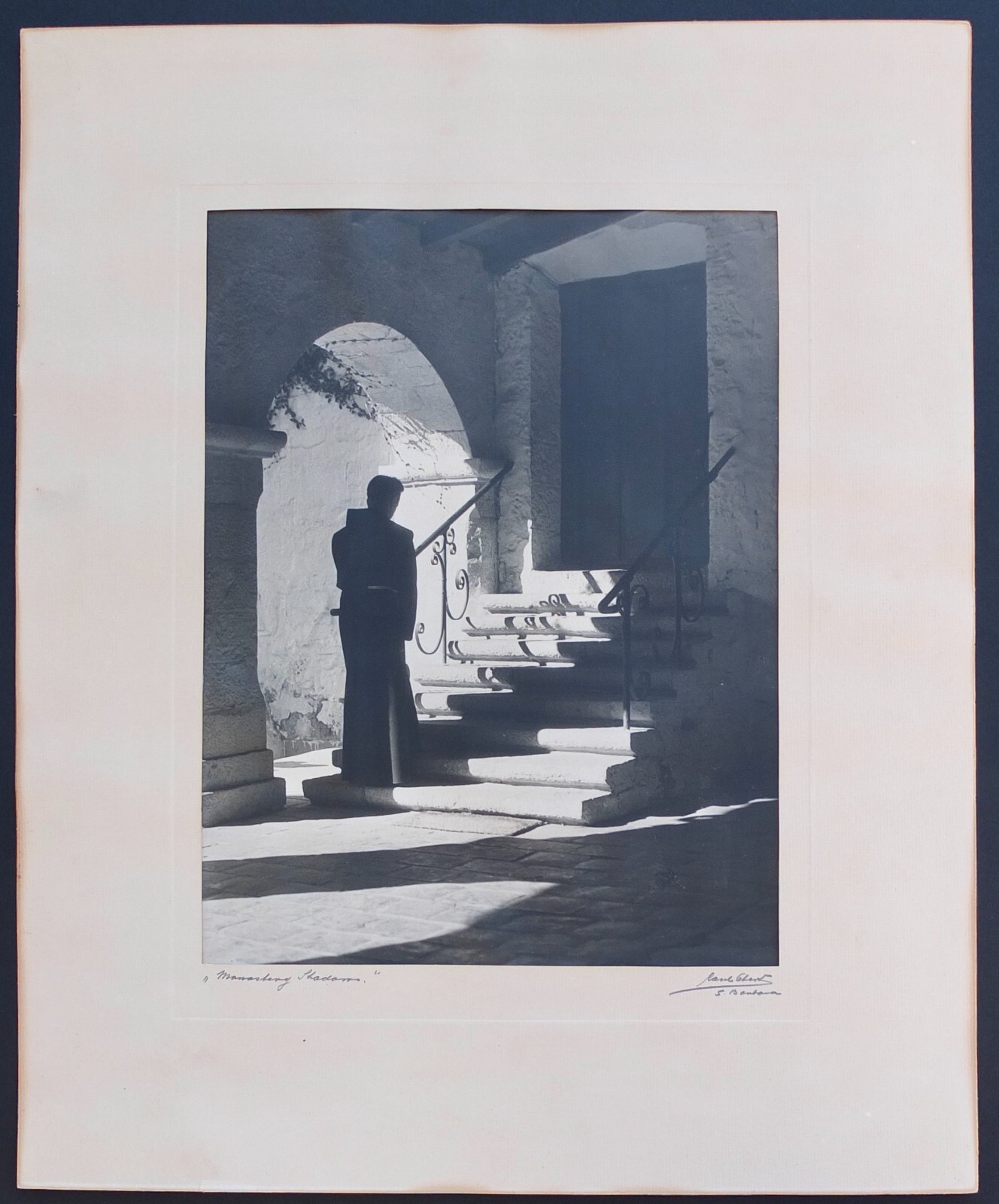 Carl Or Karl Obert Signed Photograph “Monastery Shadows” In Matte 20″ X 16″