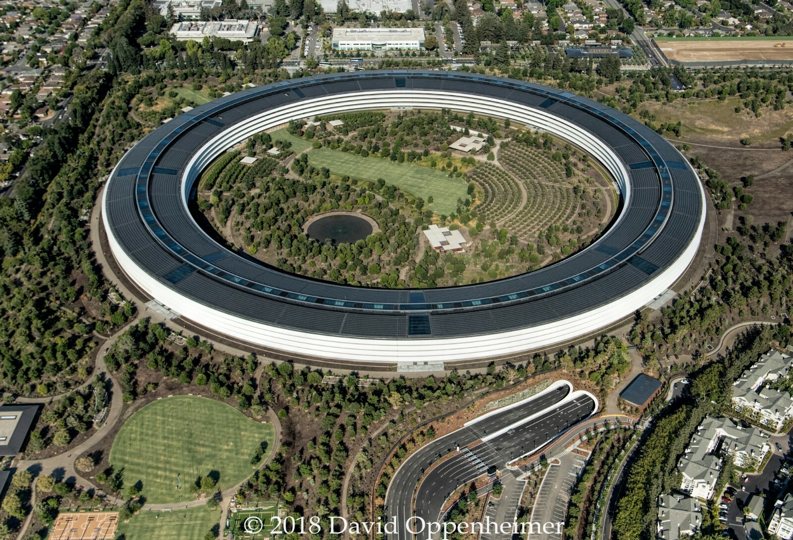 Apple Park Building Apple Inc. Headquarters Aerial Photograph in Cupertino CA