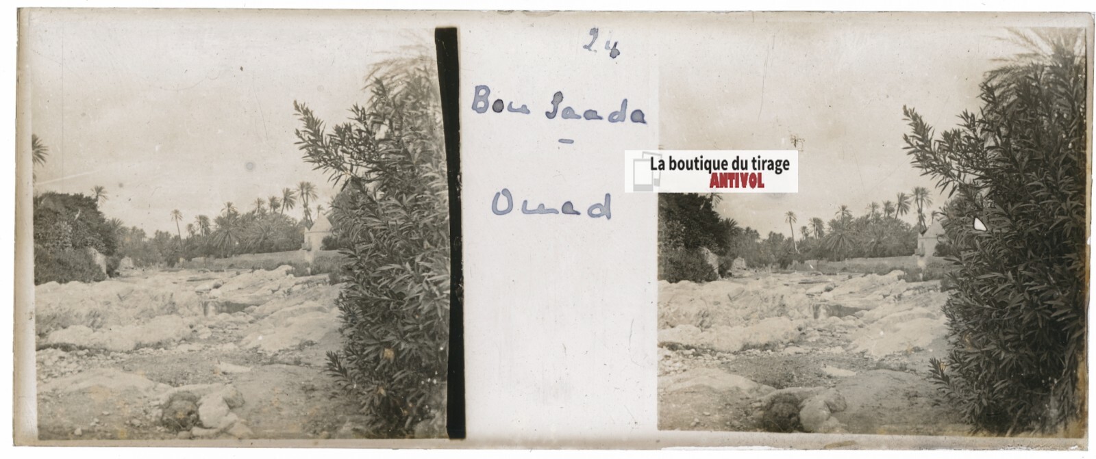 Bou Saâda, Algeria, Stereoscopic Glass Plate, Black & White 4.5×10.7 Cm