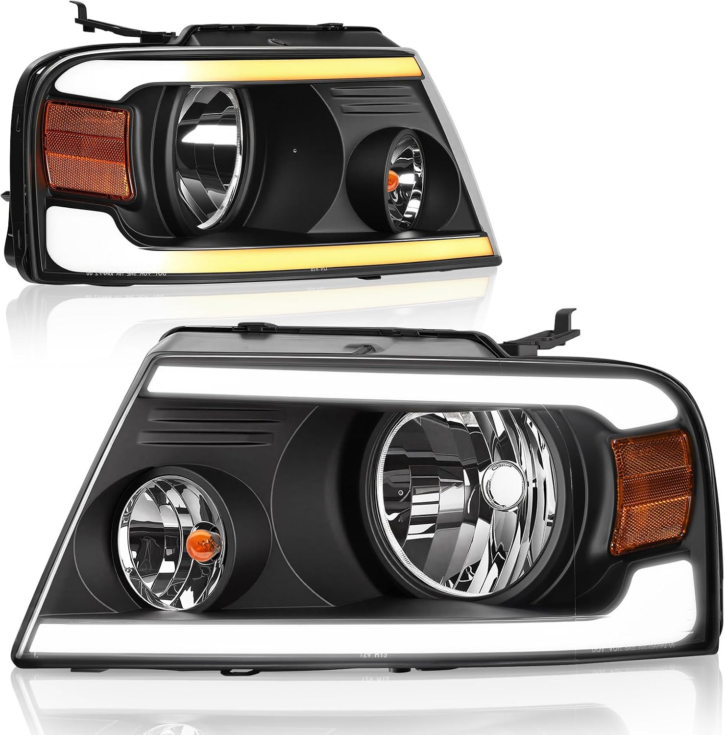 Switchback LED Tube Headlights Assembly Compatible with 2004 2005 2006 2007 2008
