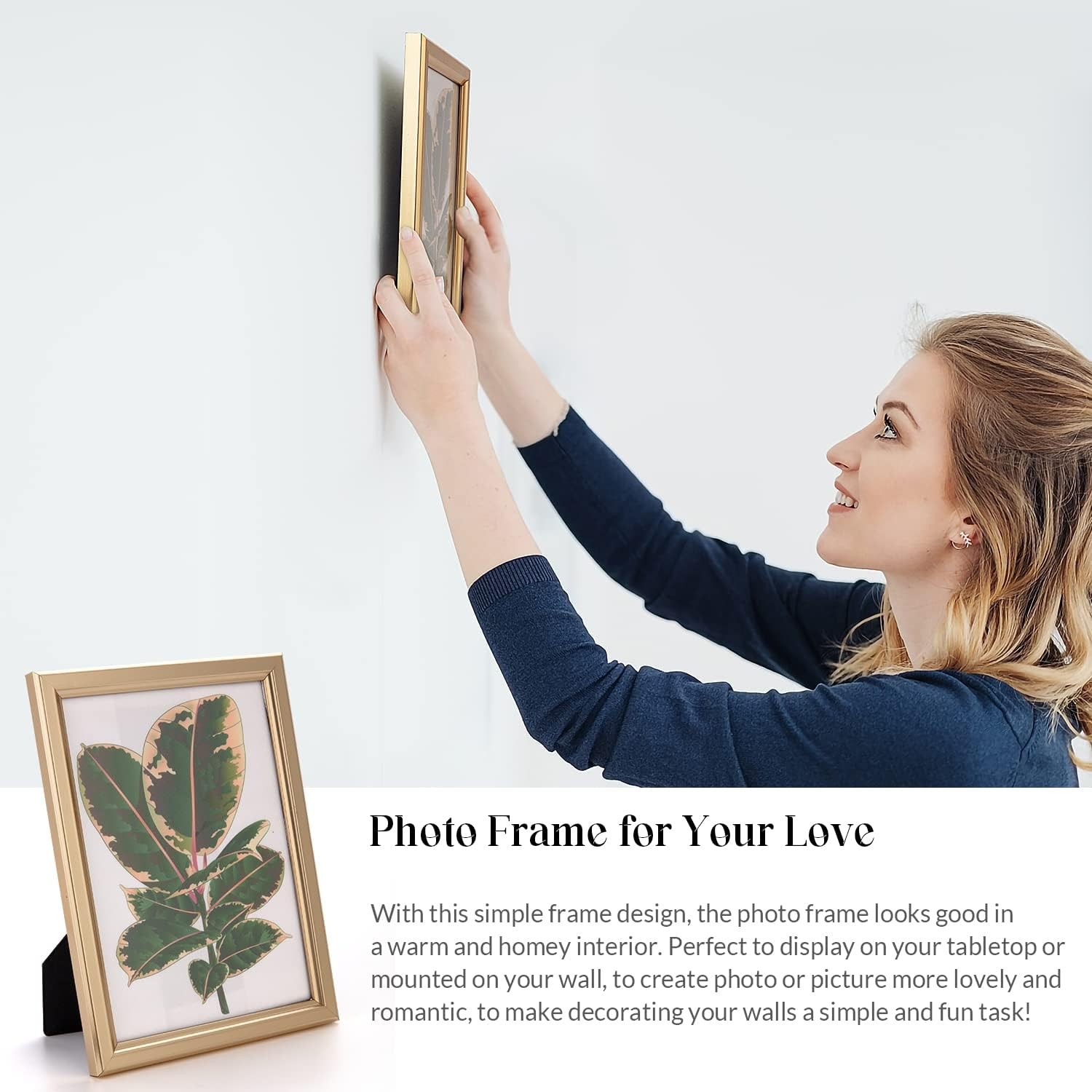 8×10 Picture Frame – Set of 5, Matte Gold 8 x 10 Photo Frame with High-Defini…