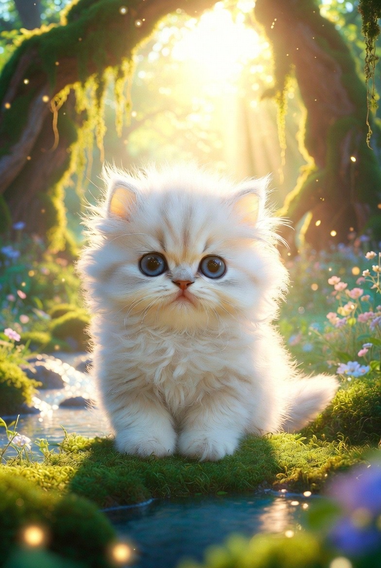 Super Cute Kitty Cat Digital Image Picture Photo Wallpaper Desktop AI Art 2009