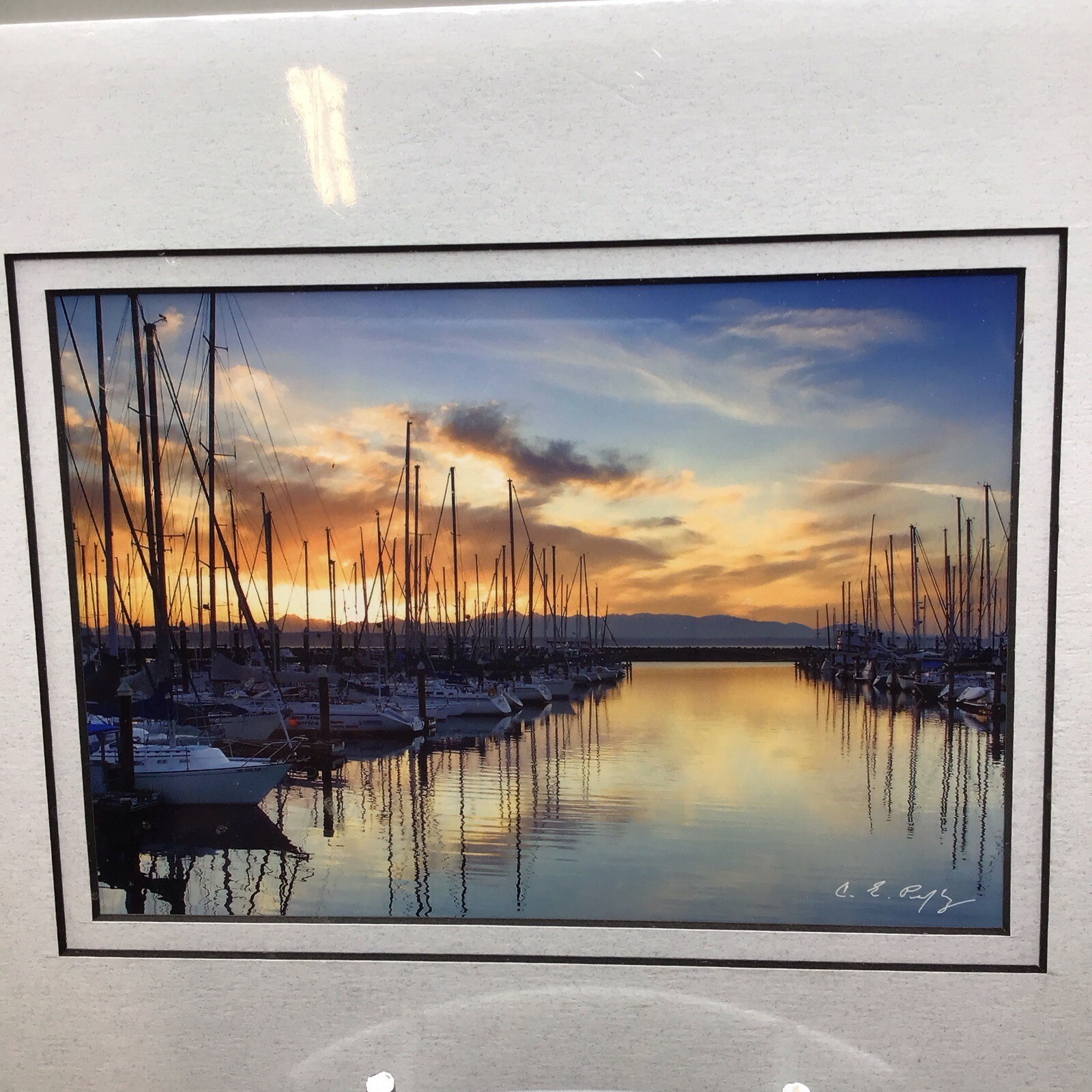 Shilshole Marina & Olympic Mountains at Sunset, Seattle, WA. Art Print! Signed.