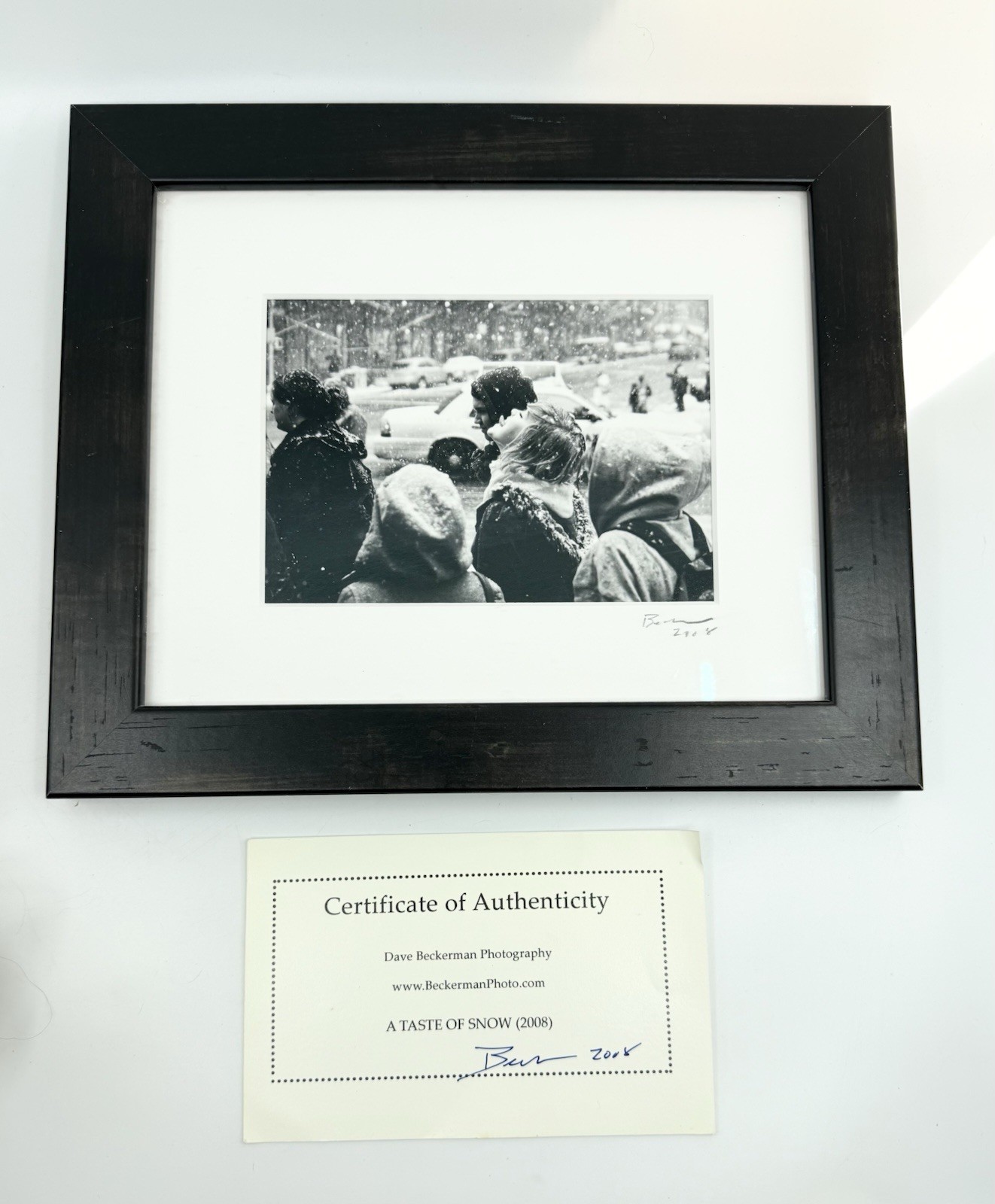 Dave Beckerman “A Taste of Snow” NYC Fine Art Black White Photography Framed COA