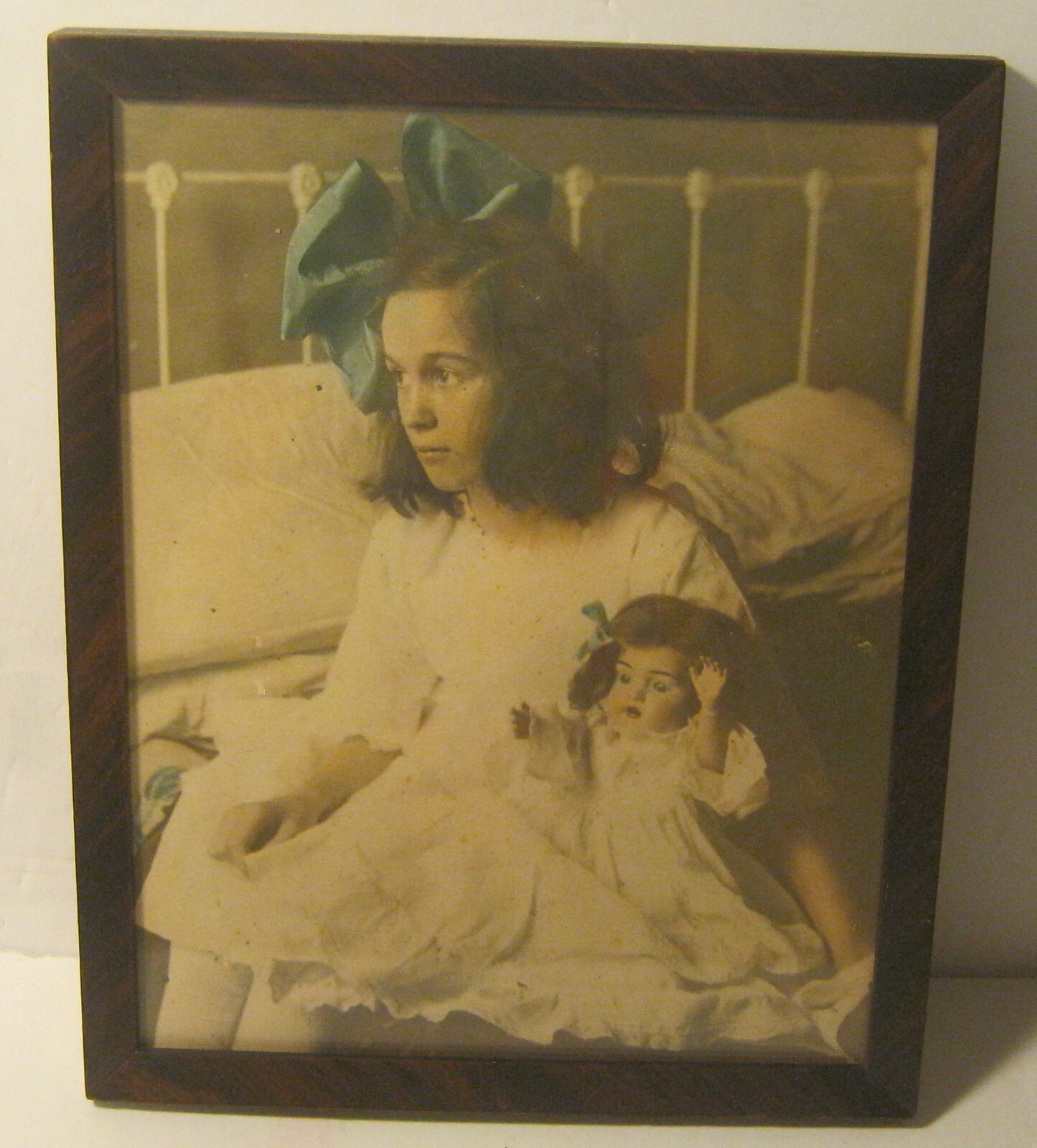 Early 1900’s Colorized Photo LITTLE GIRL & Look-A-Like Doll Pro-framed!!